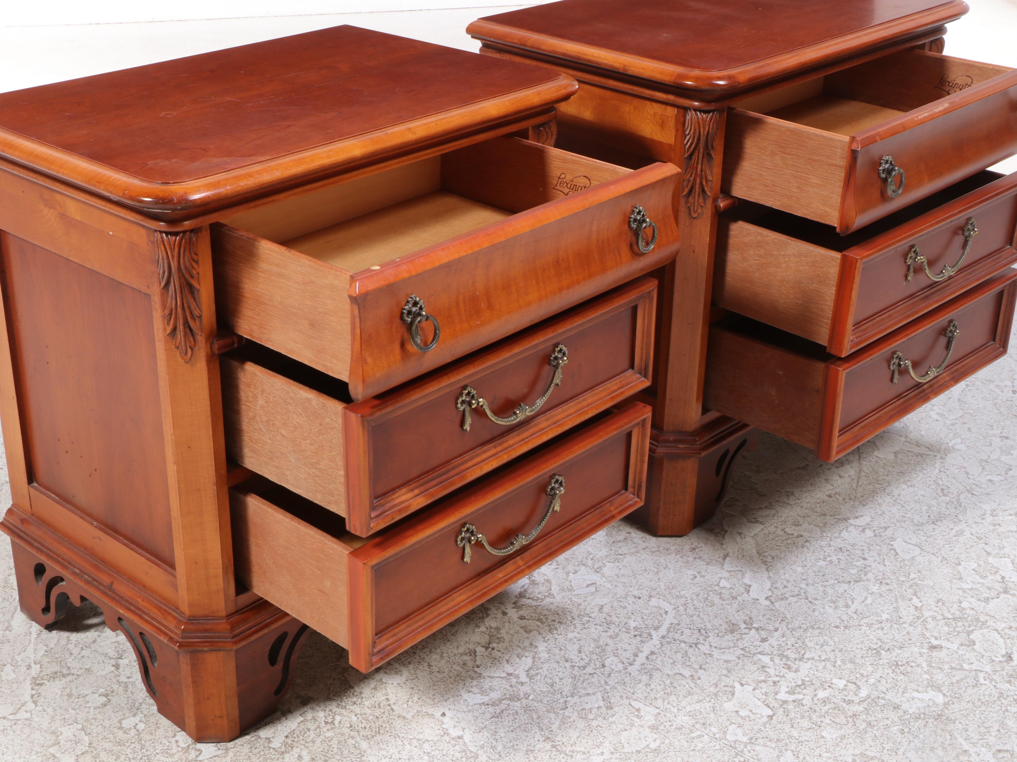 Pair of Lynn Hollyn for Lexington "At Home" Cherrywood and Maple Nightstands