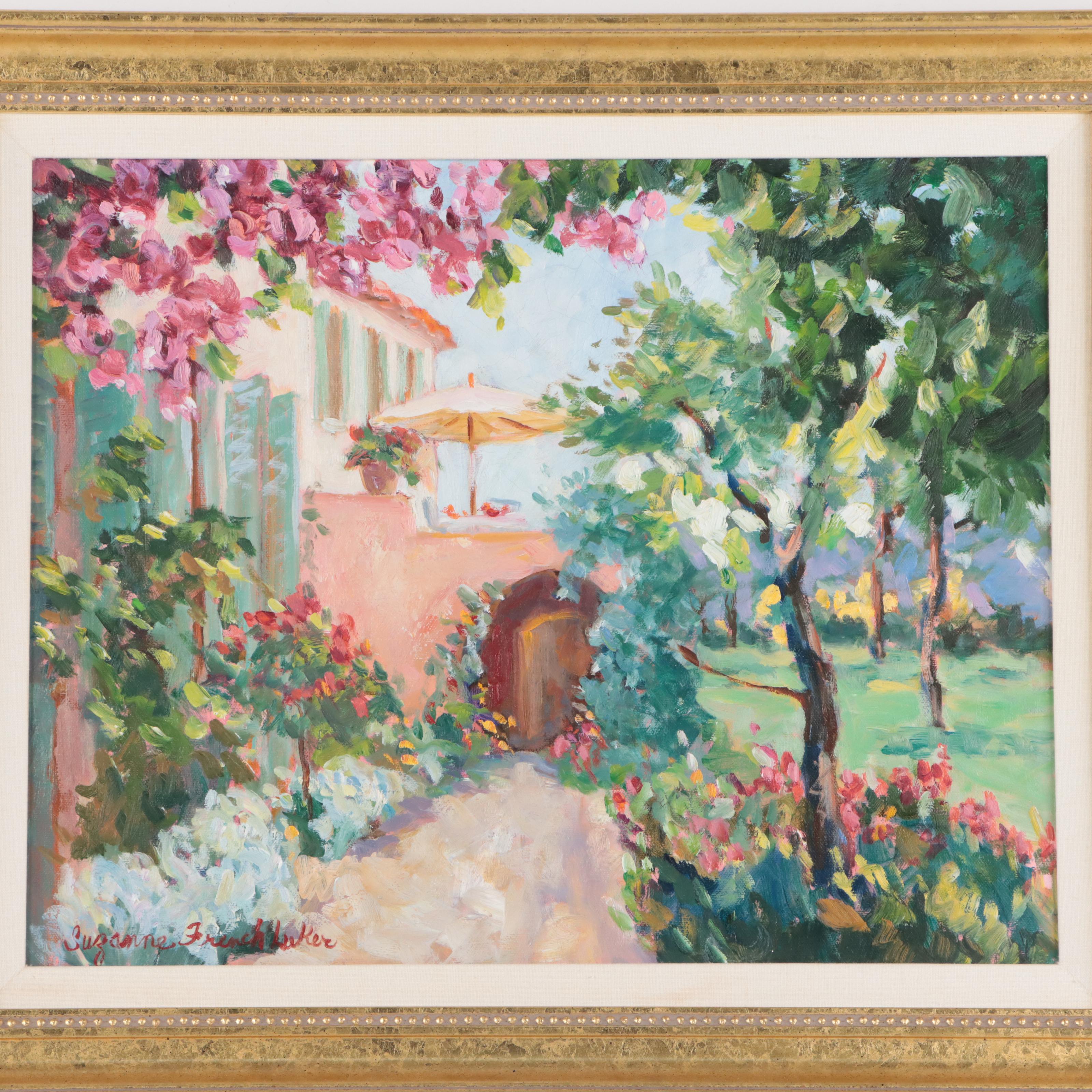 Suzanne French Luker Oil Painting of Garden Scene "Casa Conti"