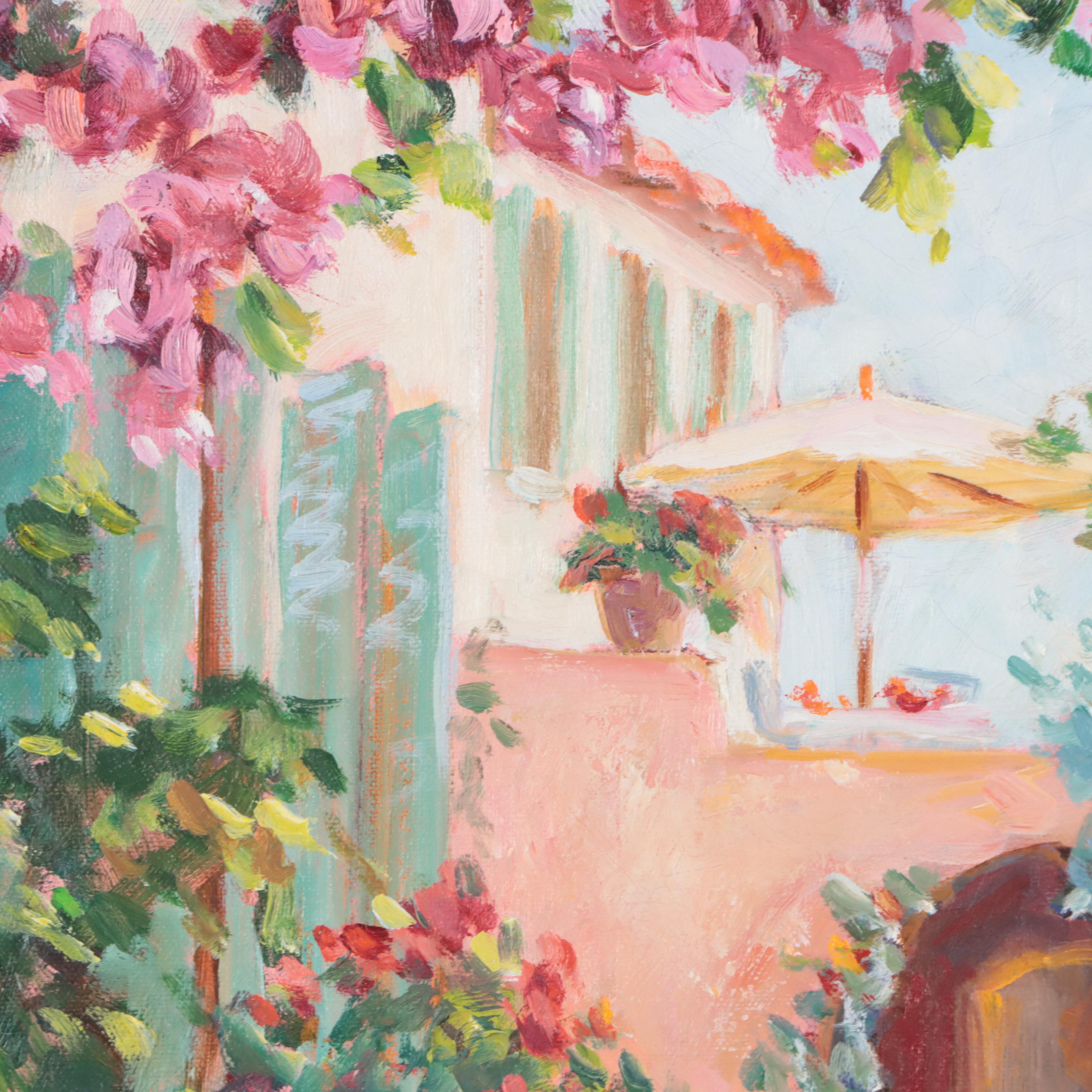 Suzanne French Luker Oil Painting of Garden Scene "Casa Conti"