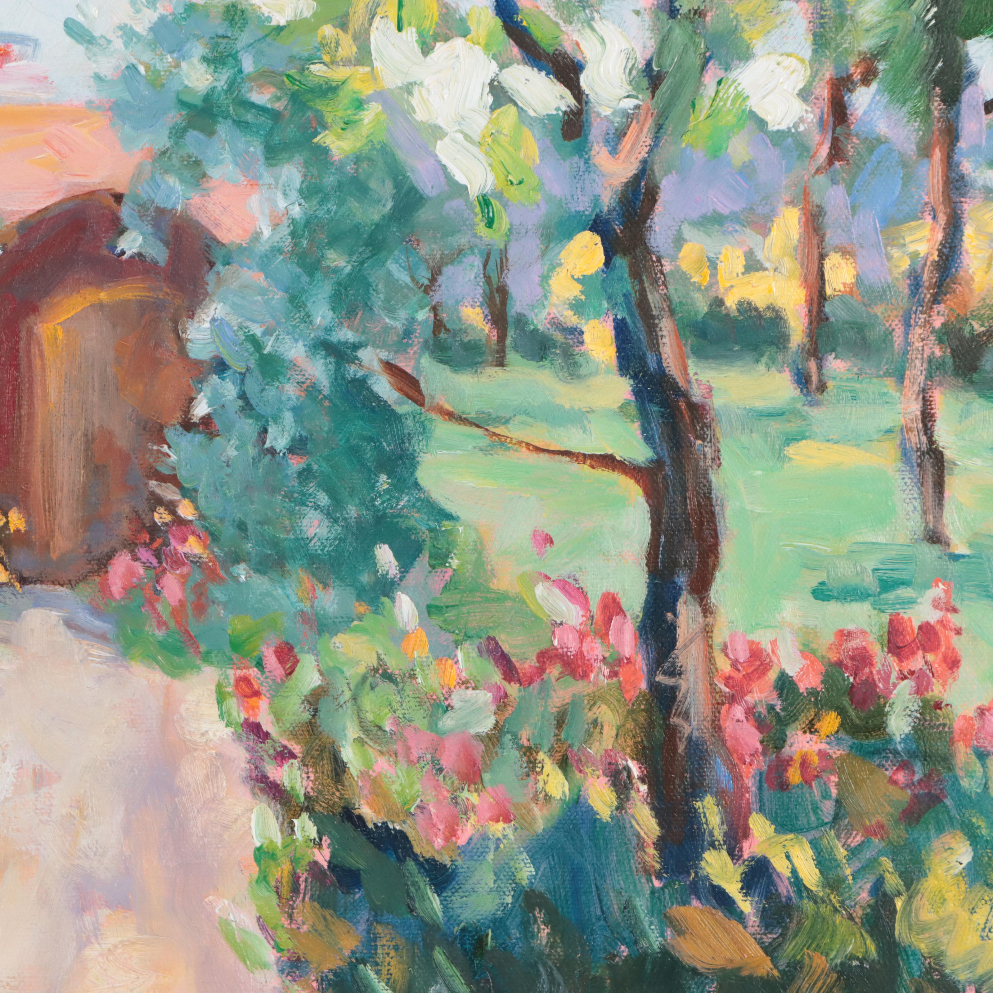 Suzanne French Luker Oil Painting of Garden Scene "Casa Conti"