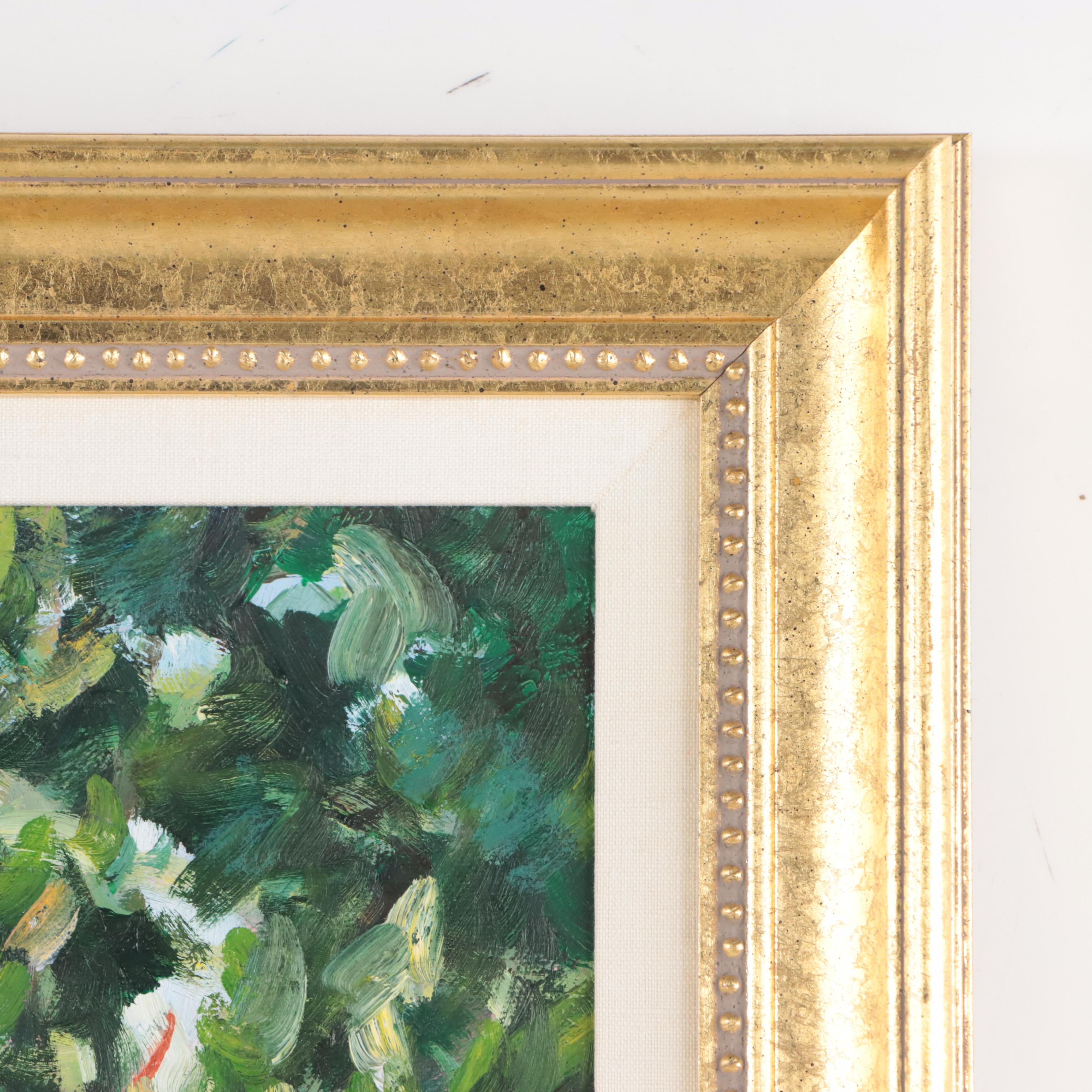 Suzanne French Luker Oil Painting of Garden Scene "Casa Conti"