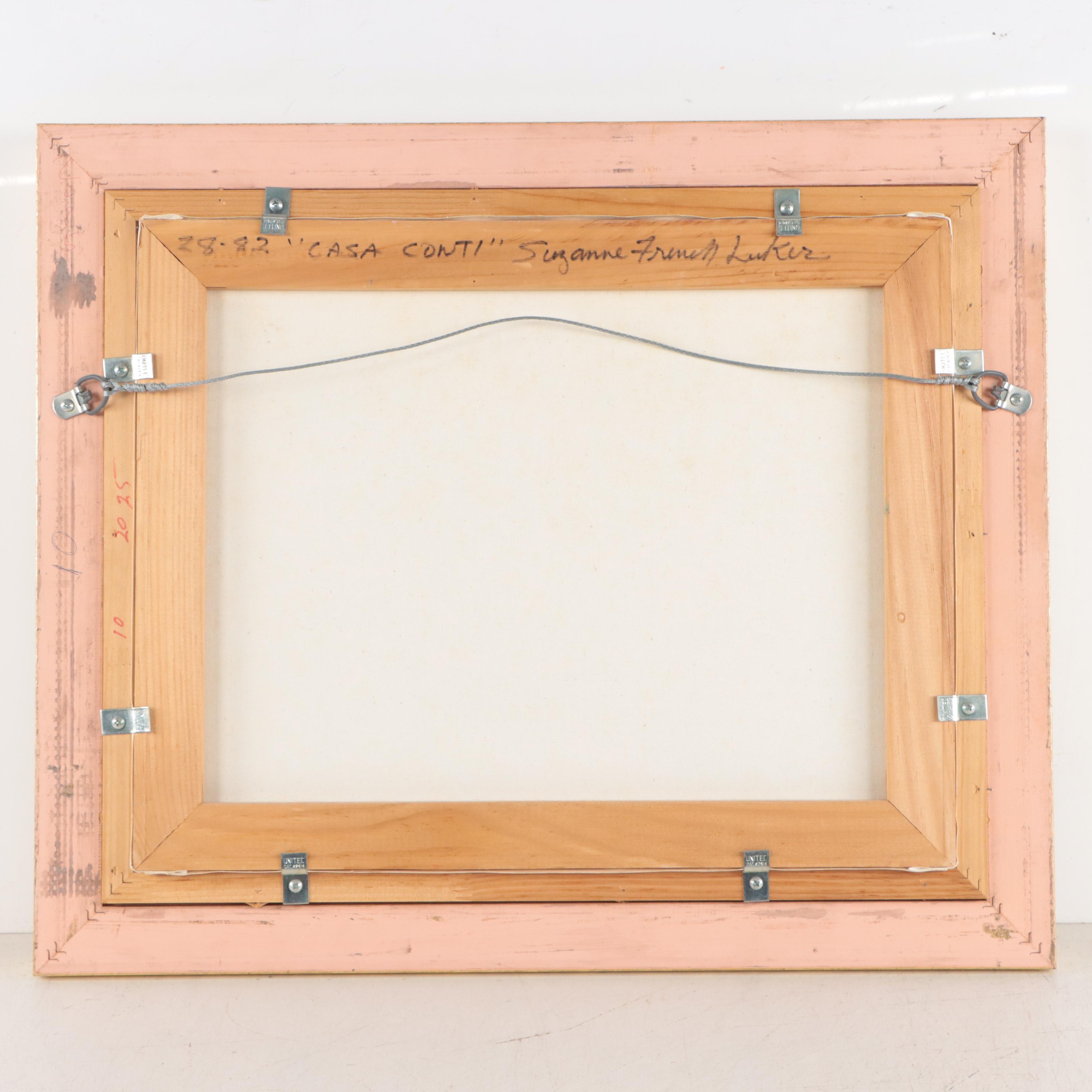 Suzanne French Luker Oil Painting of Garden Scene "Casa Conti"