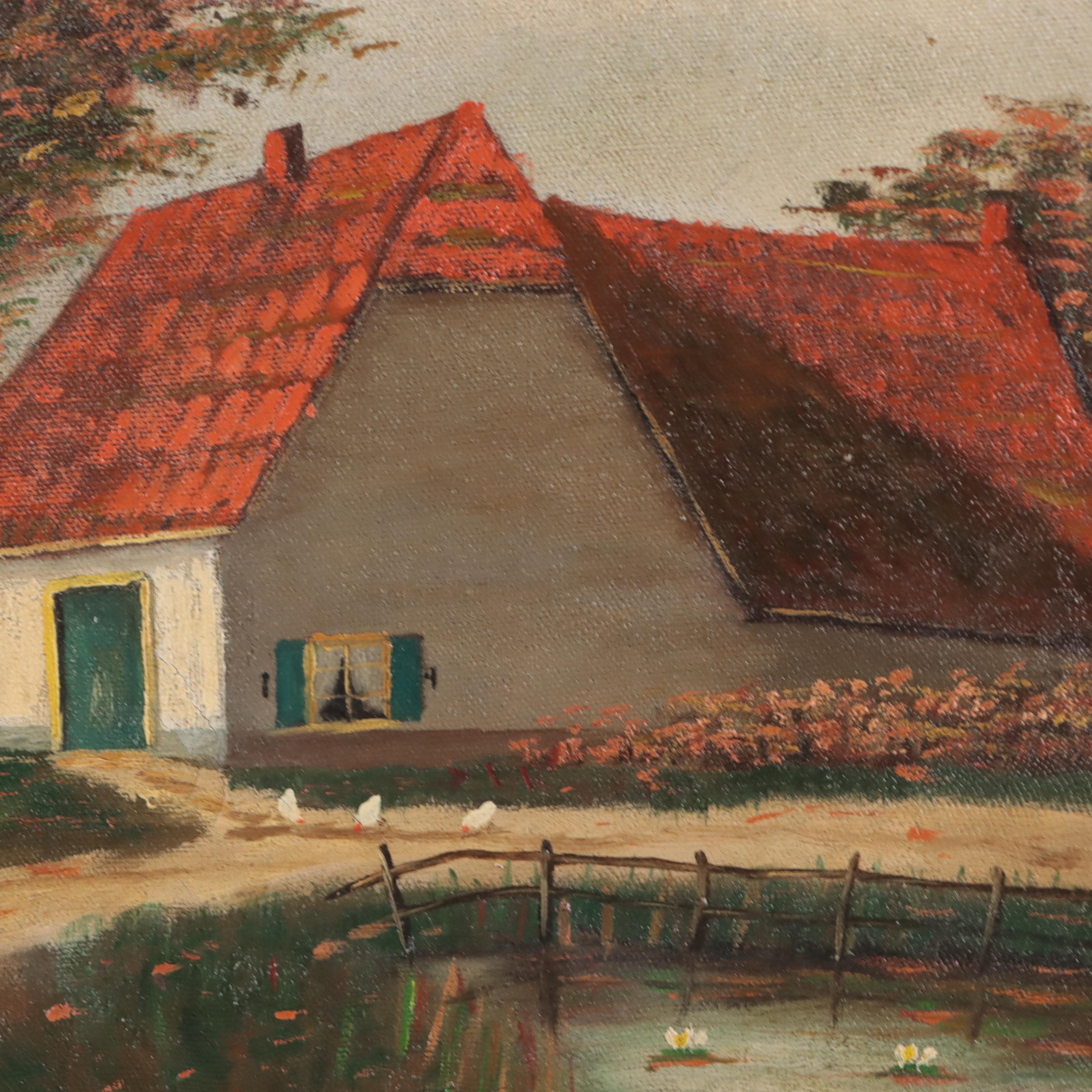 Oil Painting of Farm Scene, 1917