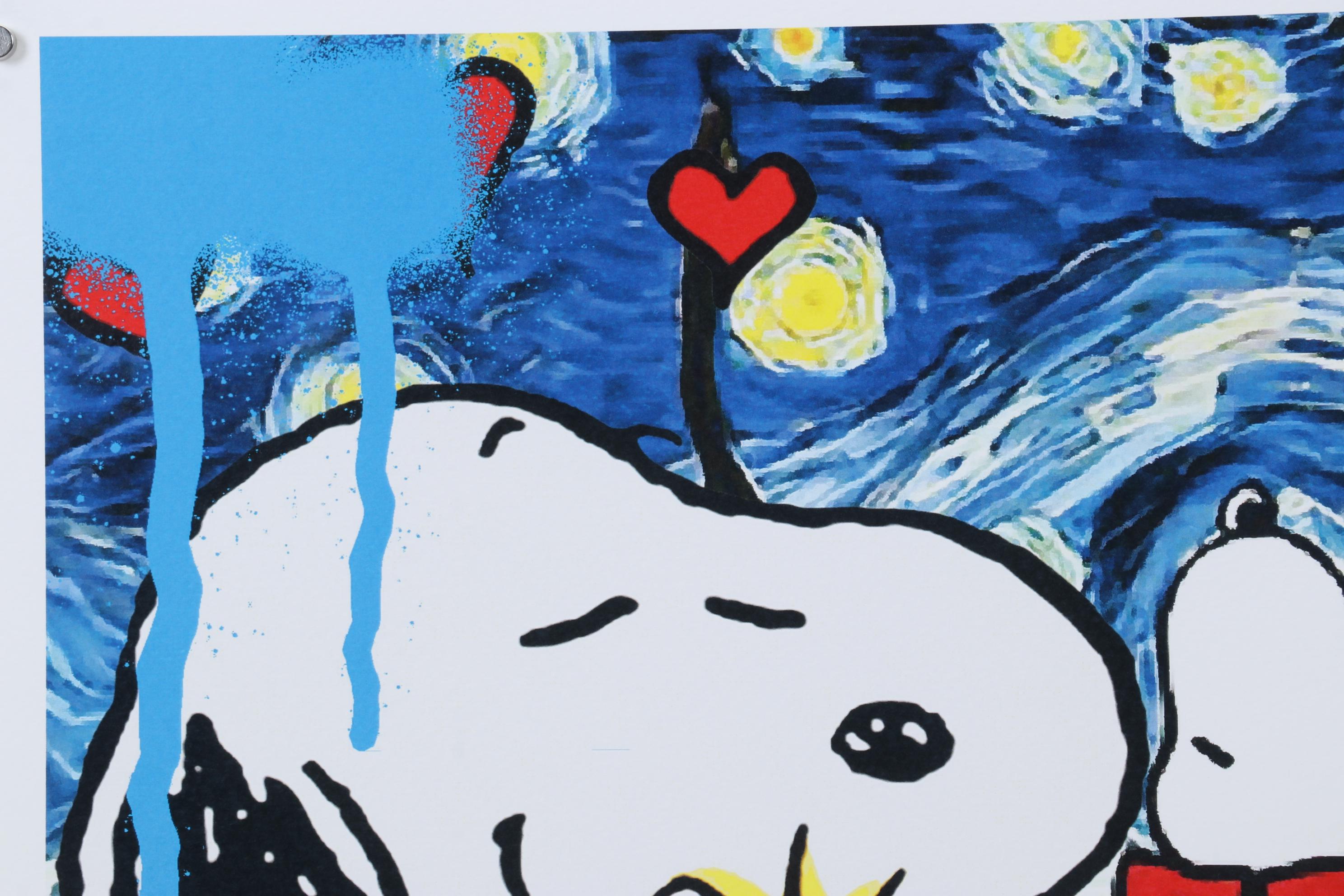 Death NYC Pop Art Graphic Print Snoopy and Woodstock with The Starry Night