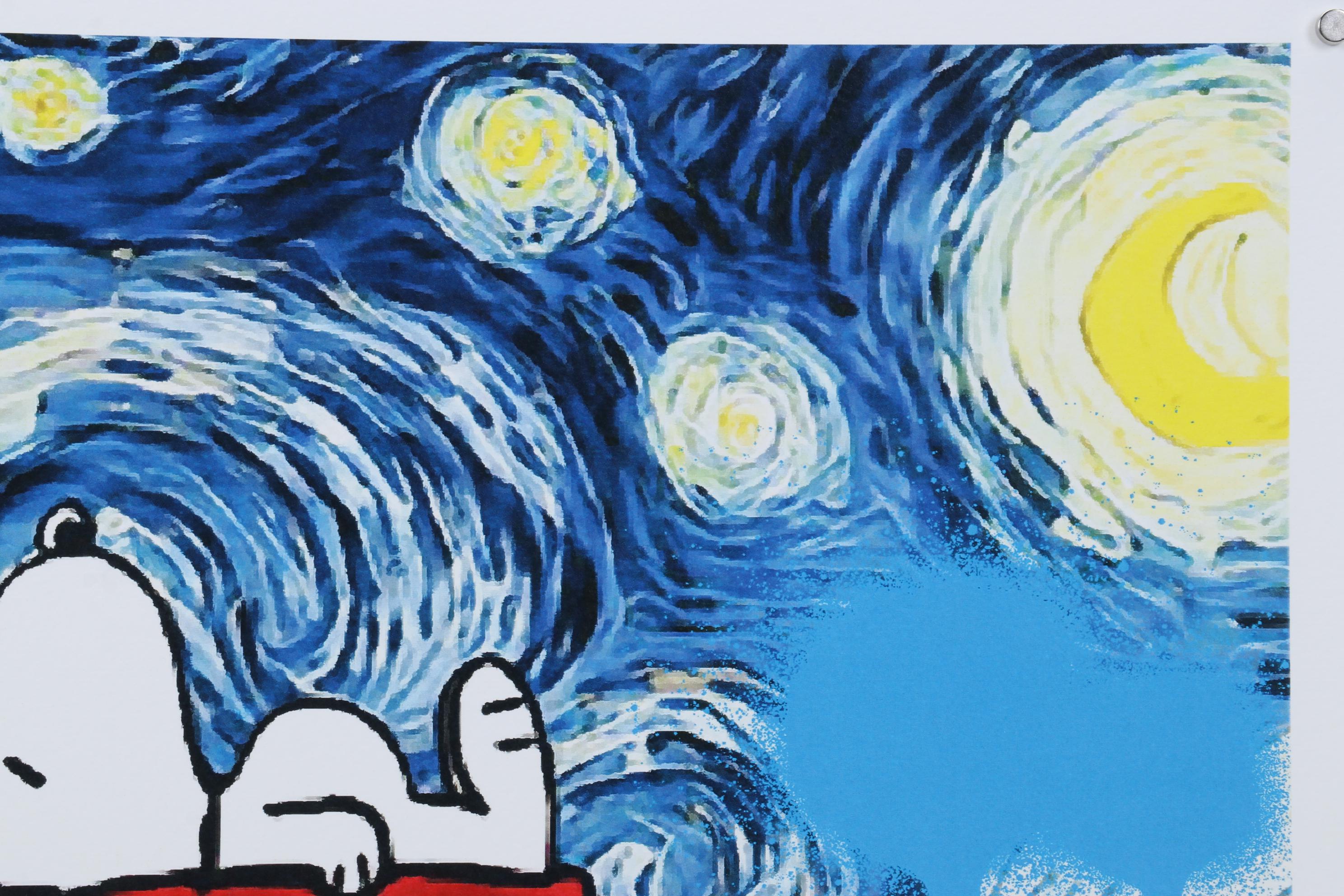 Death NYC Pop Art Graphic Print Snoopy and Woodstock with The Starry Night