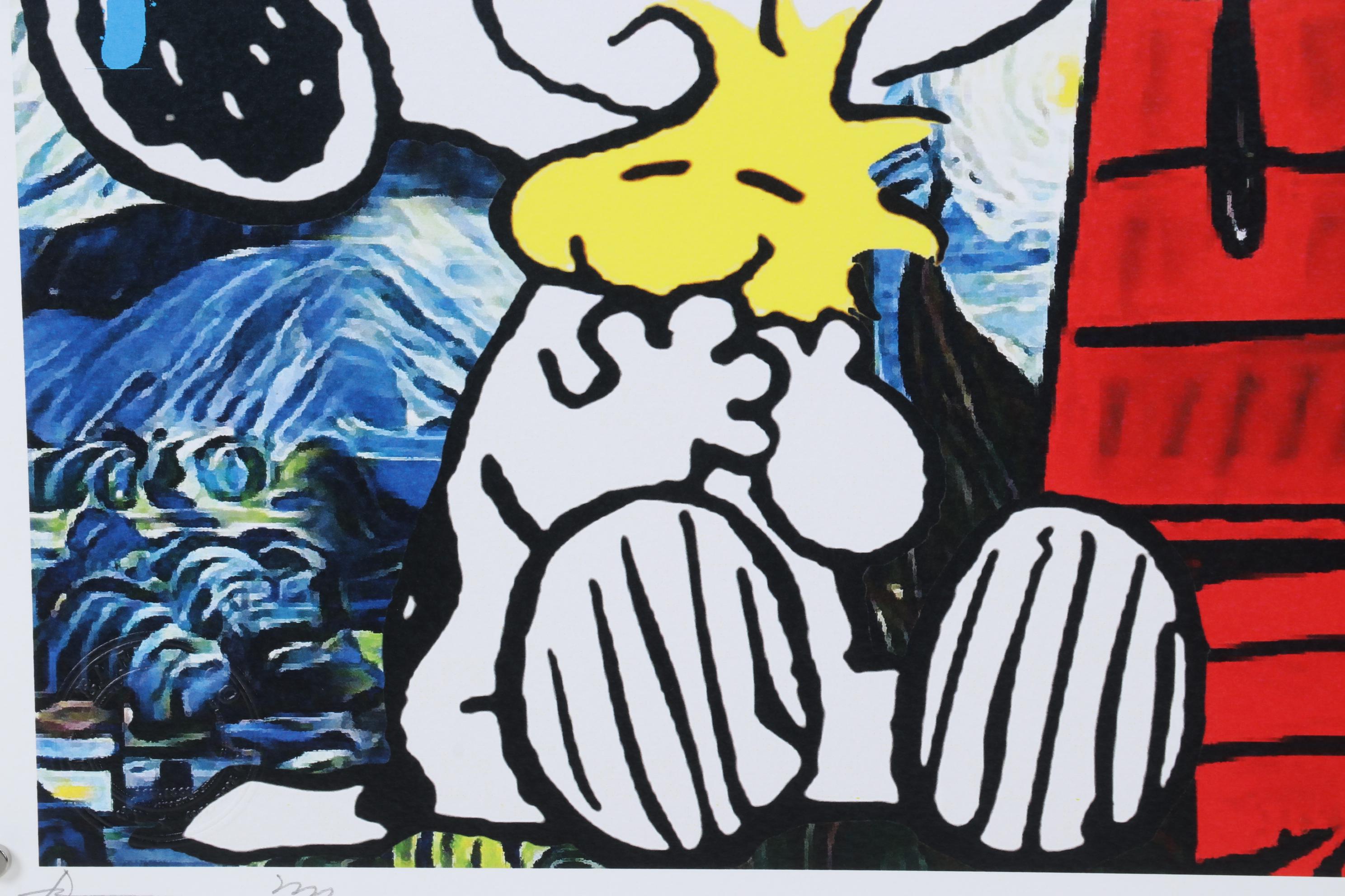 Death NYC Pop Art Graphic Print Snoopy and Woodstock with The Starry Night