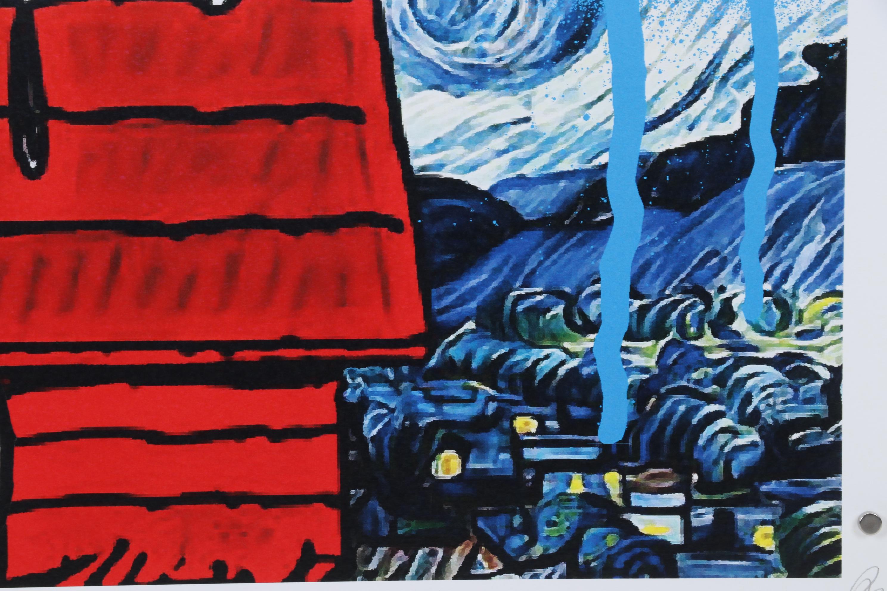 Death NYC Pop Art Graphic Print Snoopy and Woodstock with The Starry Night