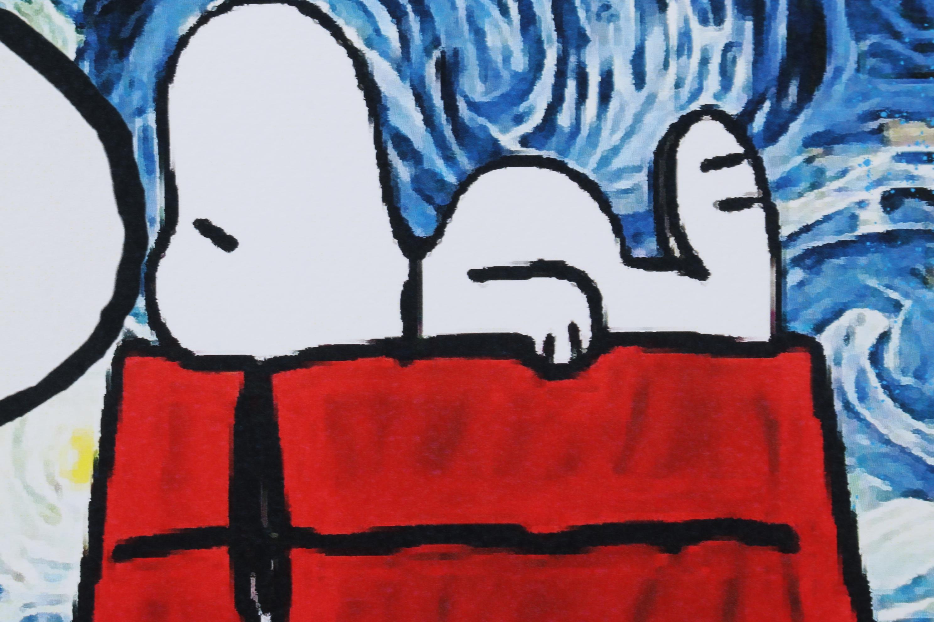 Death NYC Pop Art Graphic Print Snoopy and Woodstock with The Starry Night