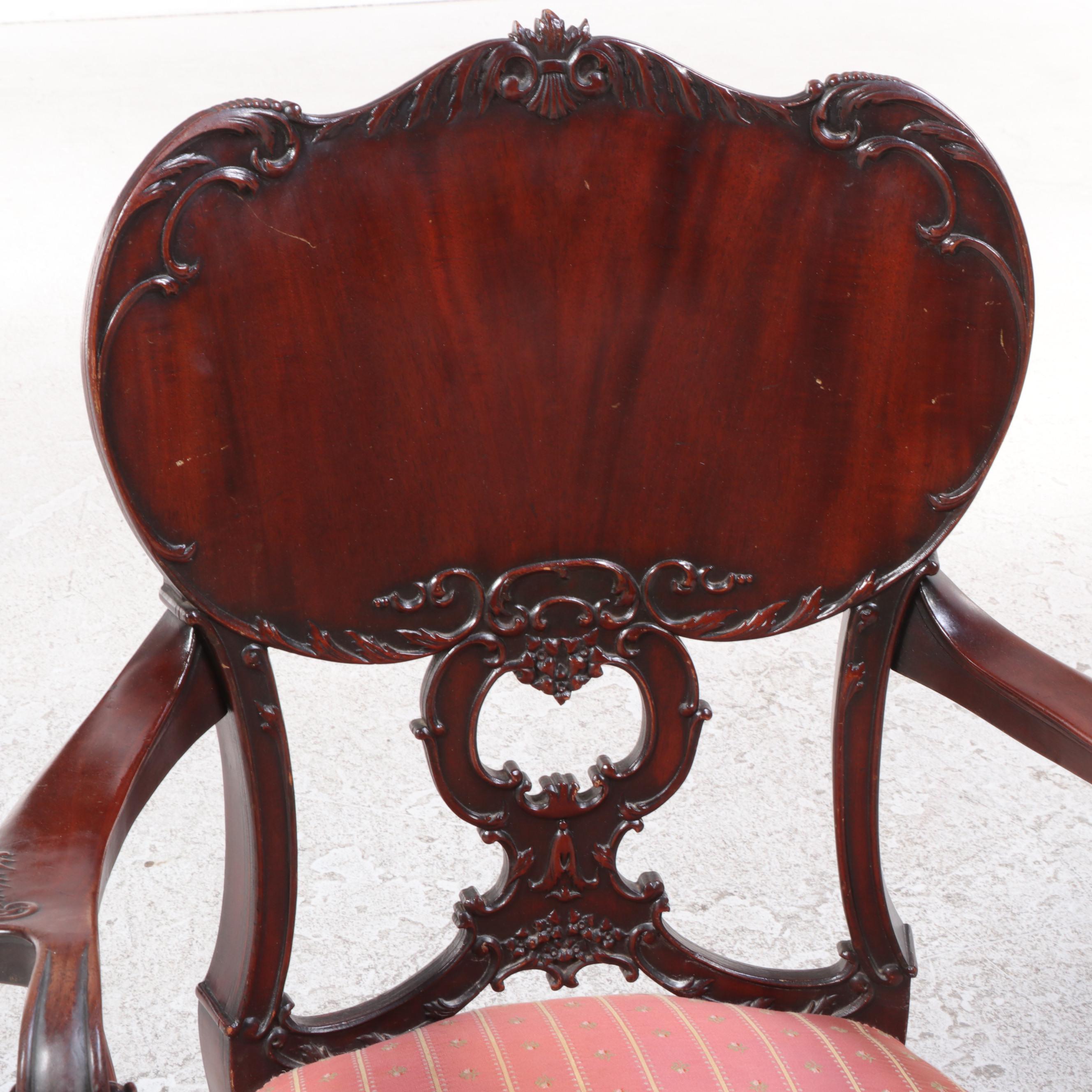 Late Victorian Mahogany and Custom-Upholstered Armchair, circa 1900