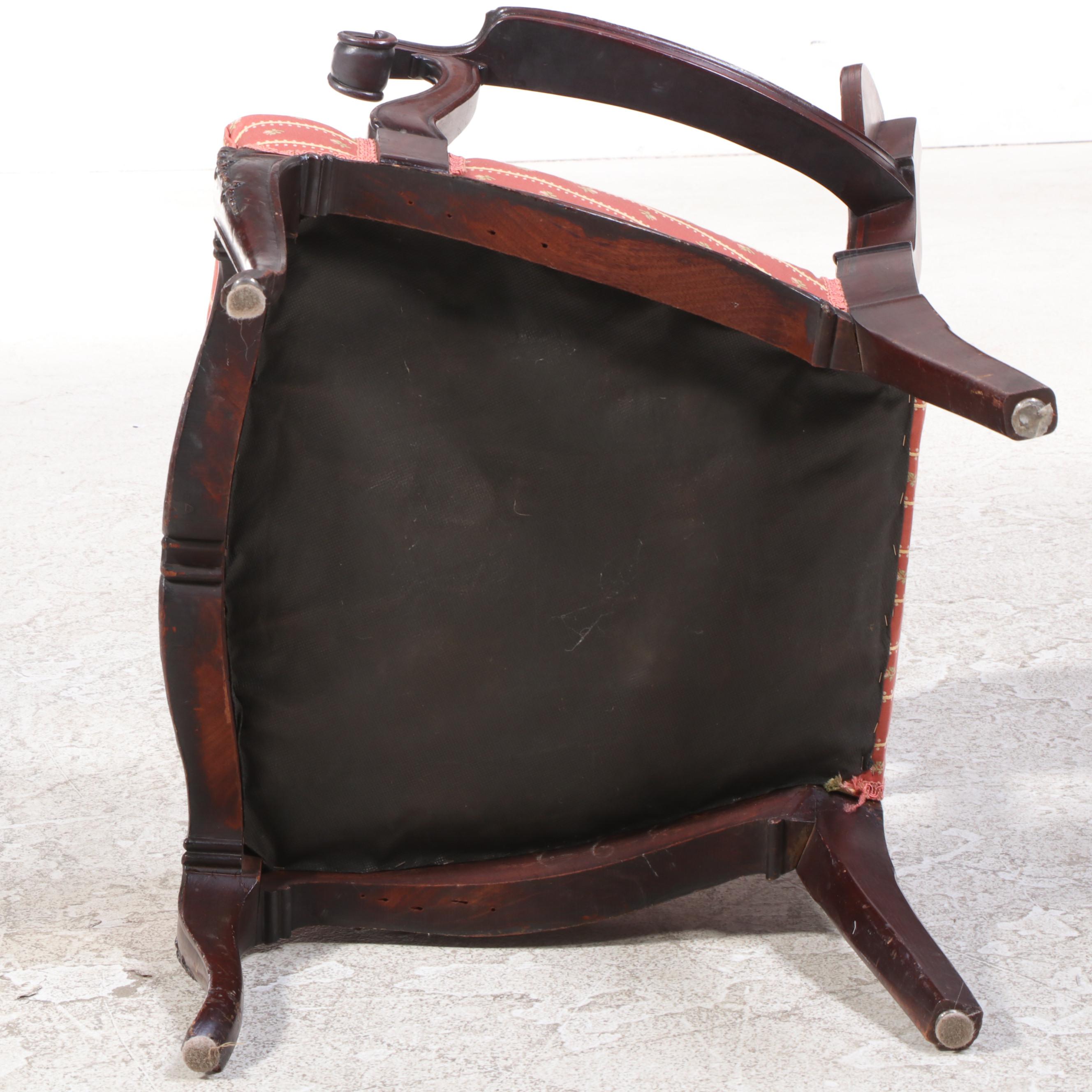 Late Victorian Mahogany and Custom-Upholstered Armchair, circa 1900