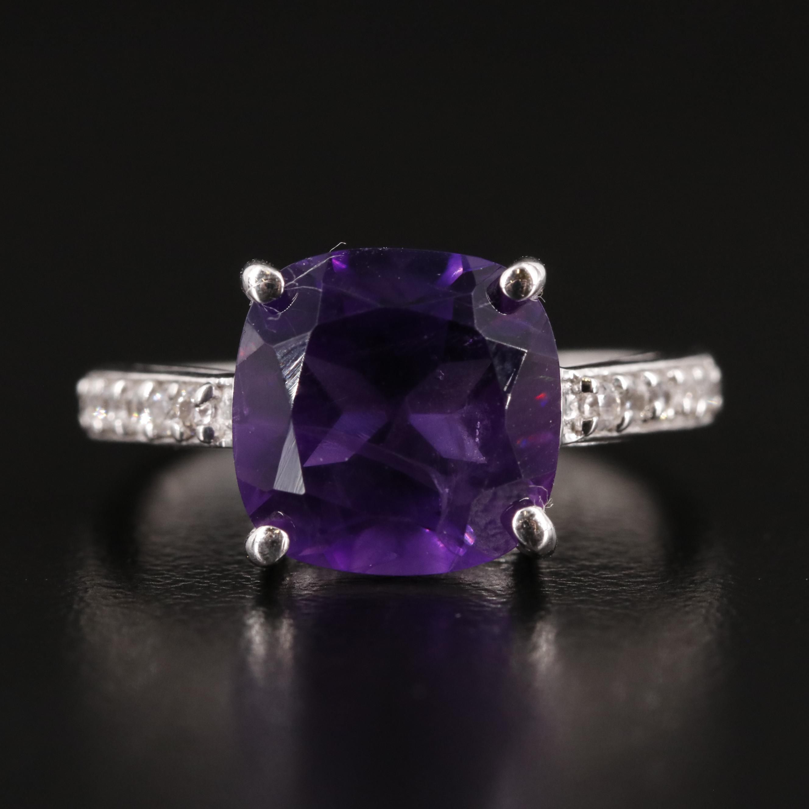 Sterling Amethyst and White Topaz Ring