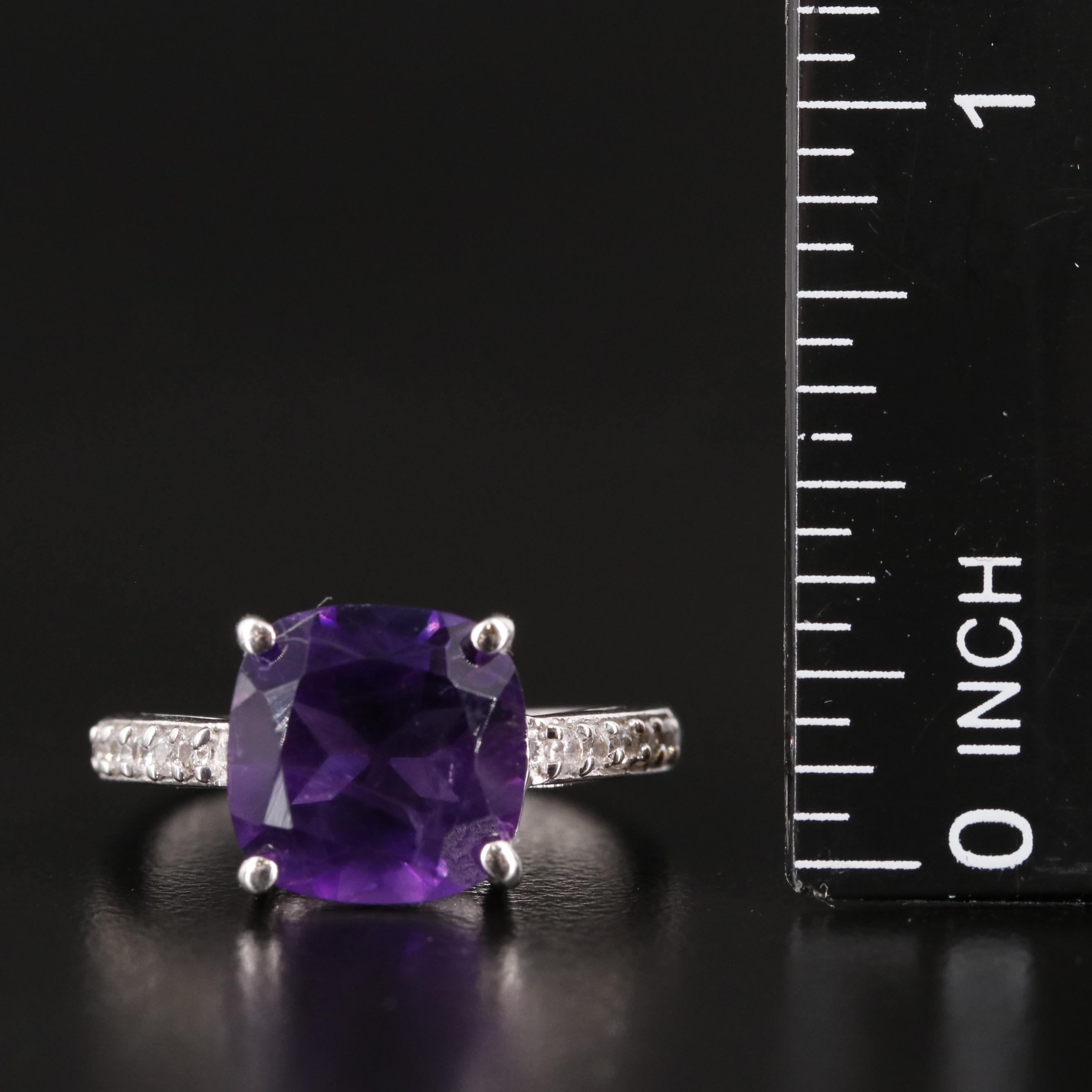 Sterling Amethyst and White Topaz Ring