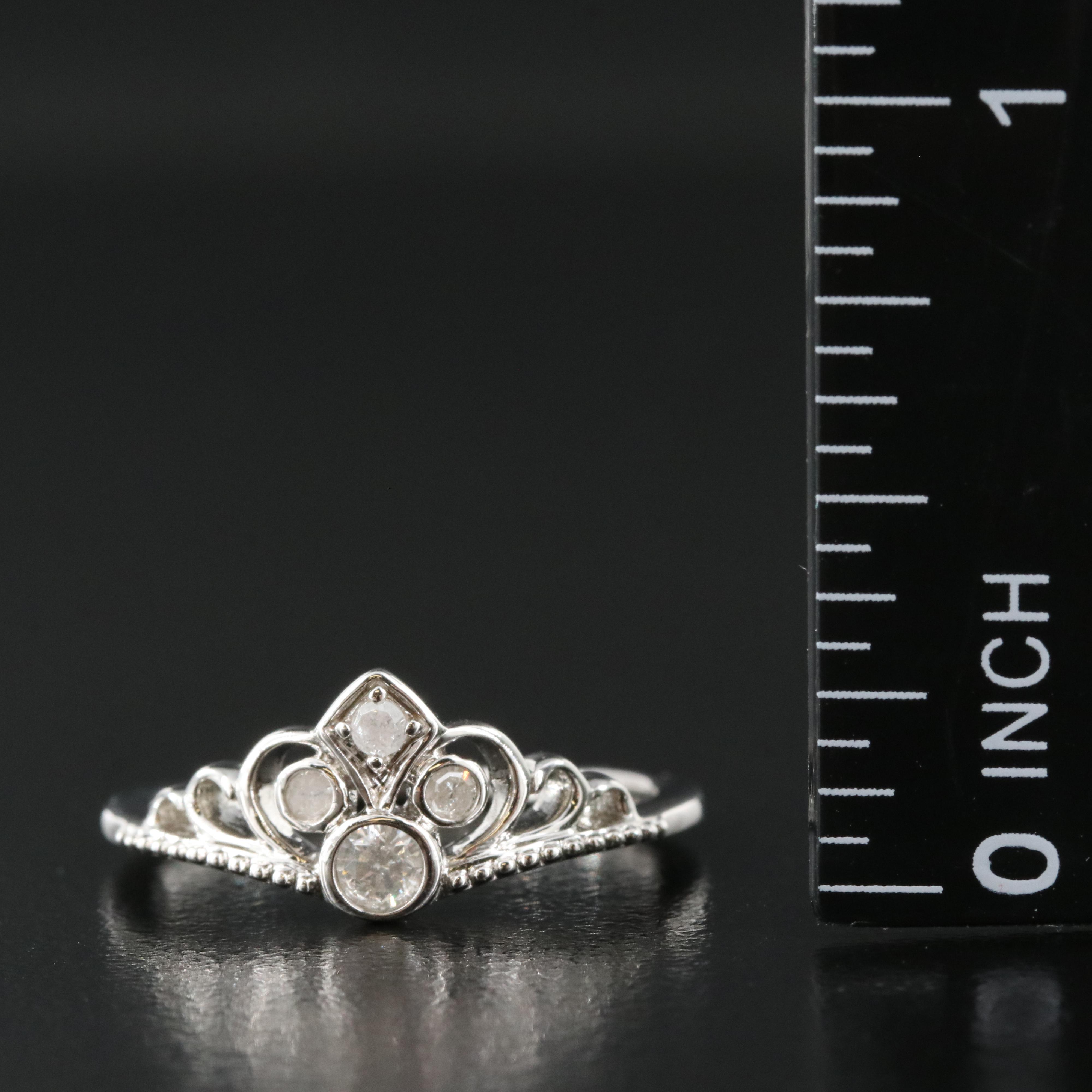 Sterling Silver Diamond Tiara Ring