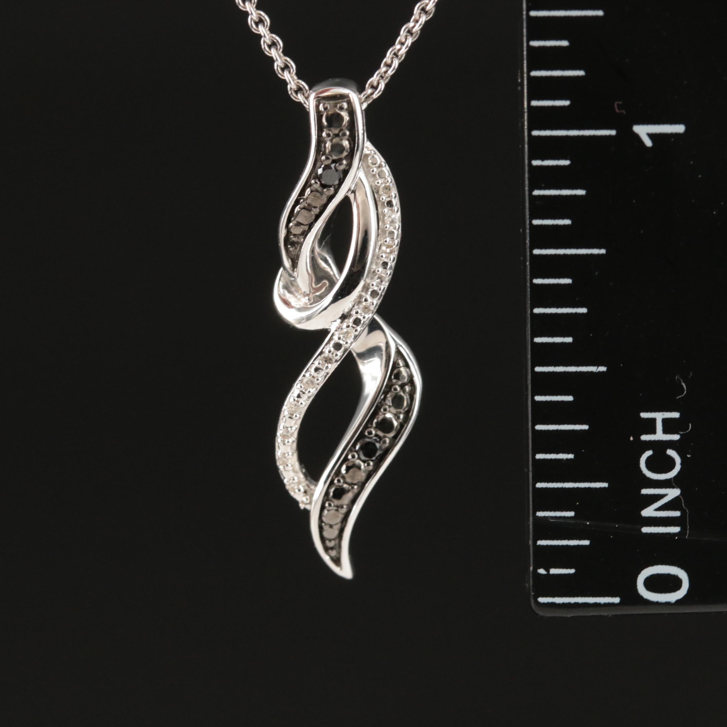 Sterling Diamond Twist Pendant Necklace