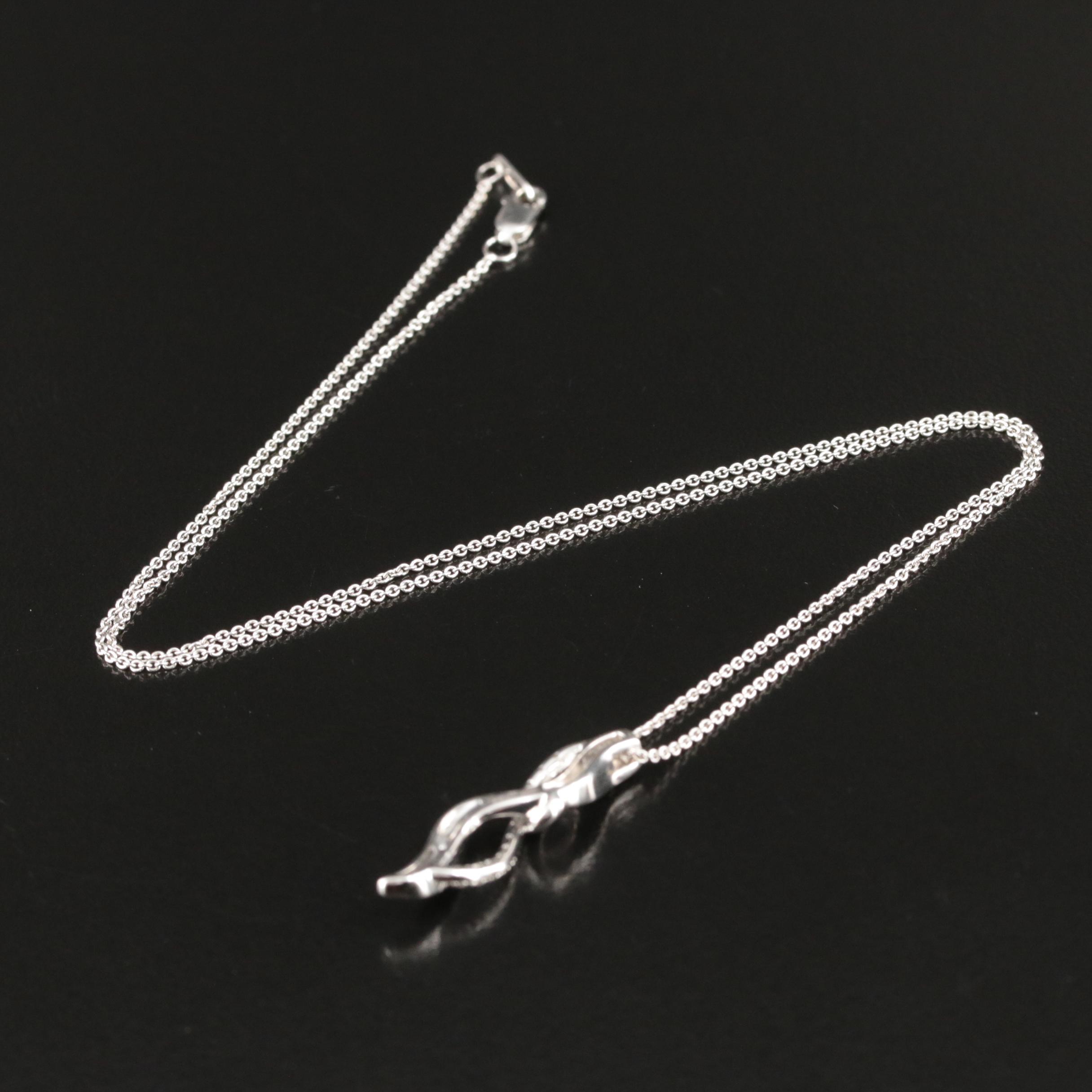 Sterling Diamond Twist Pendant Necklace