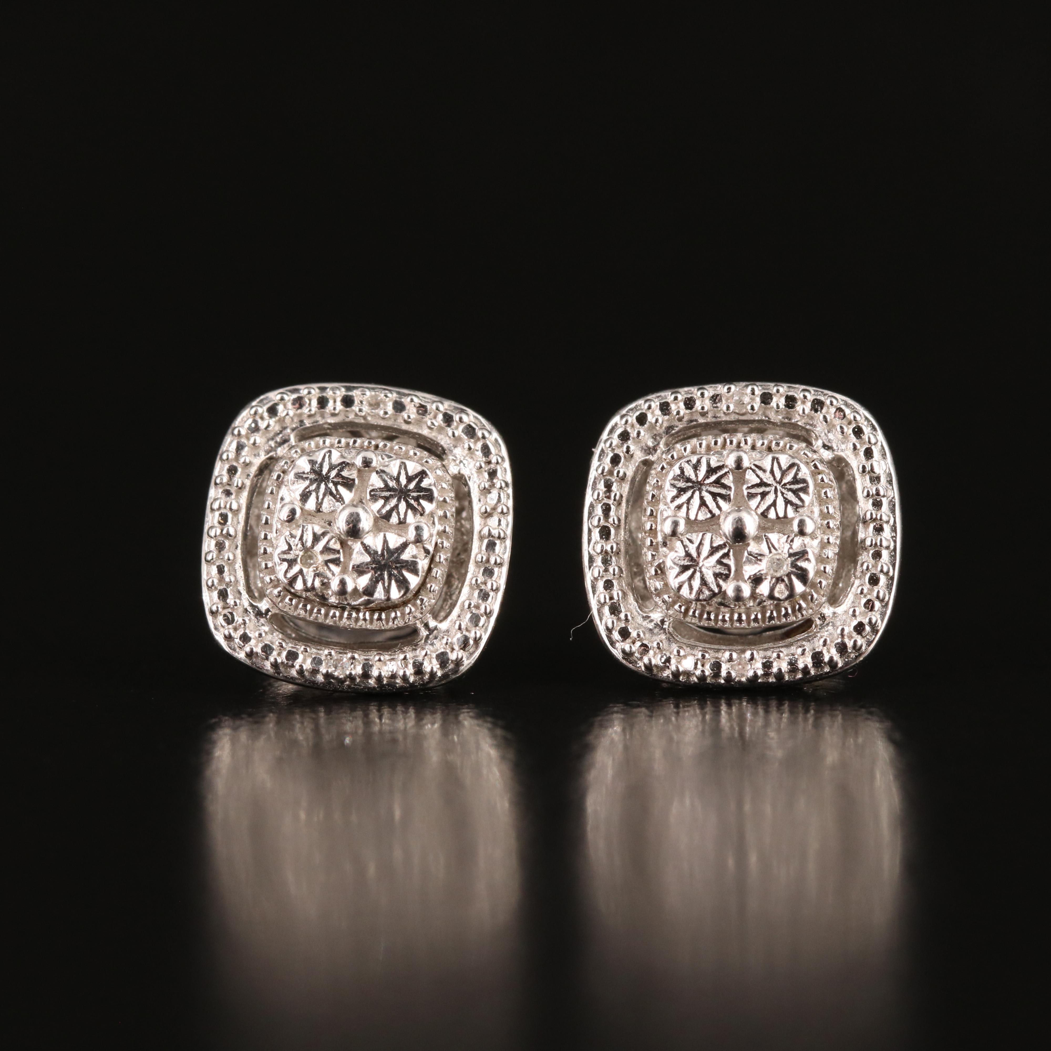 Sterling Diamond Stud Earrings