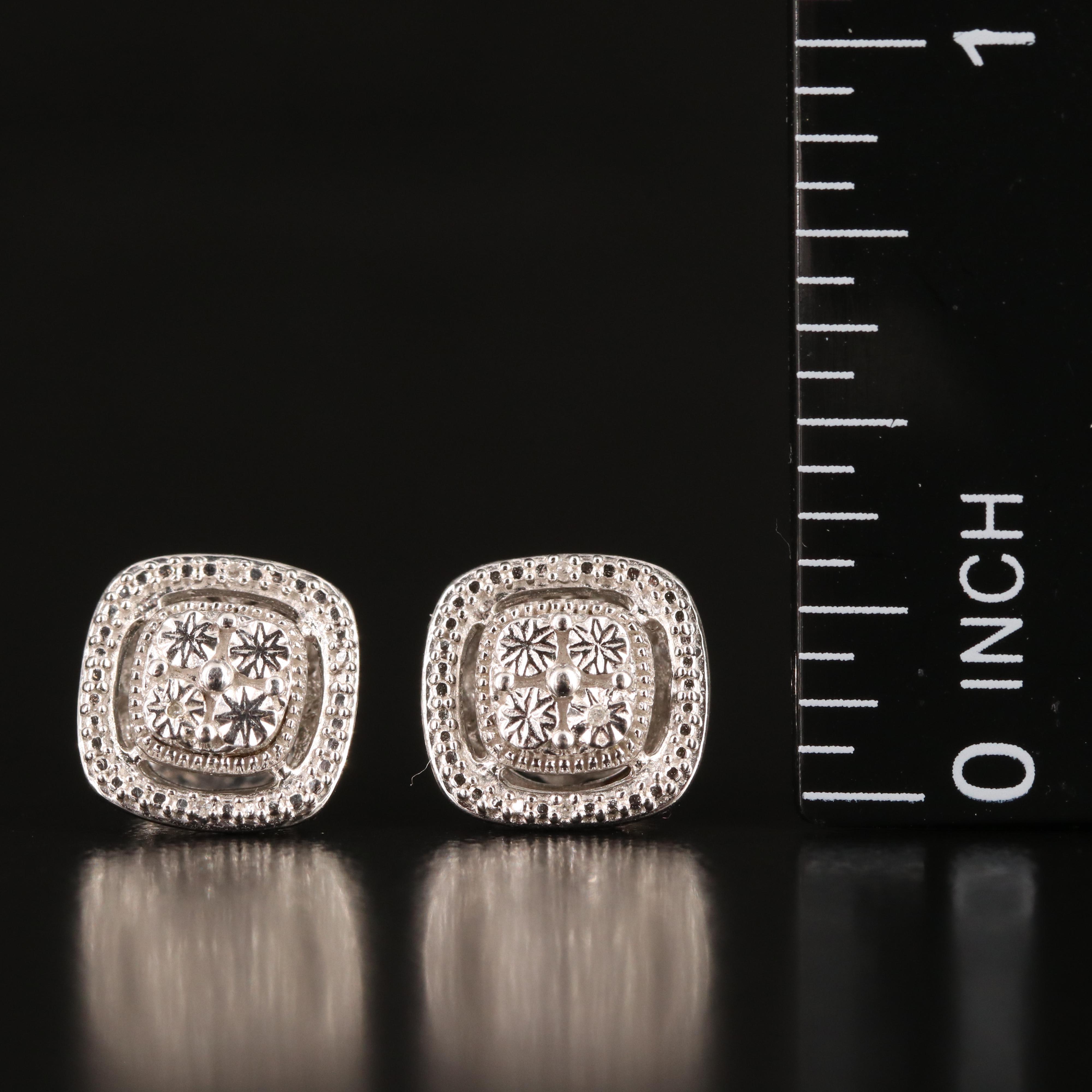 Sterling Diamond Stud Earrings