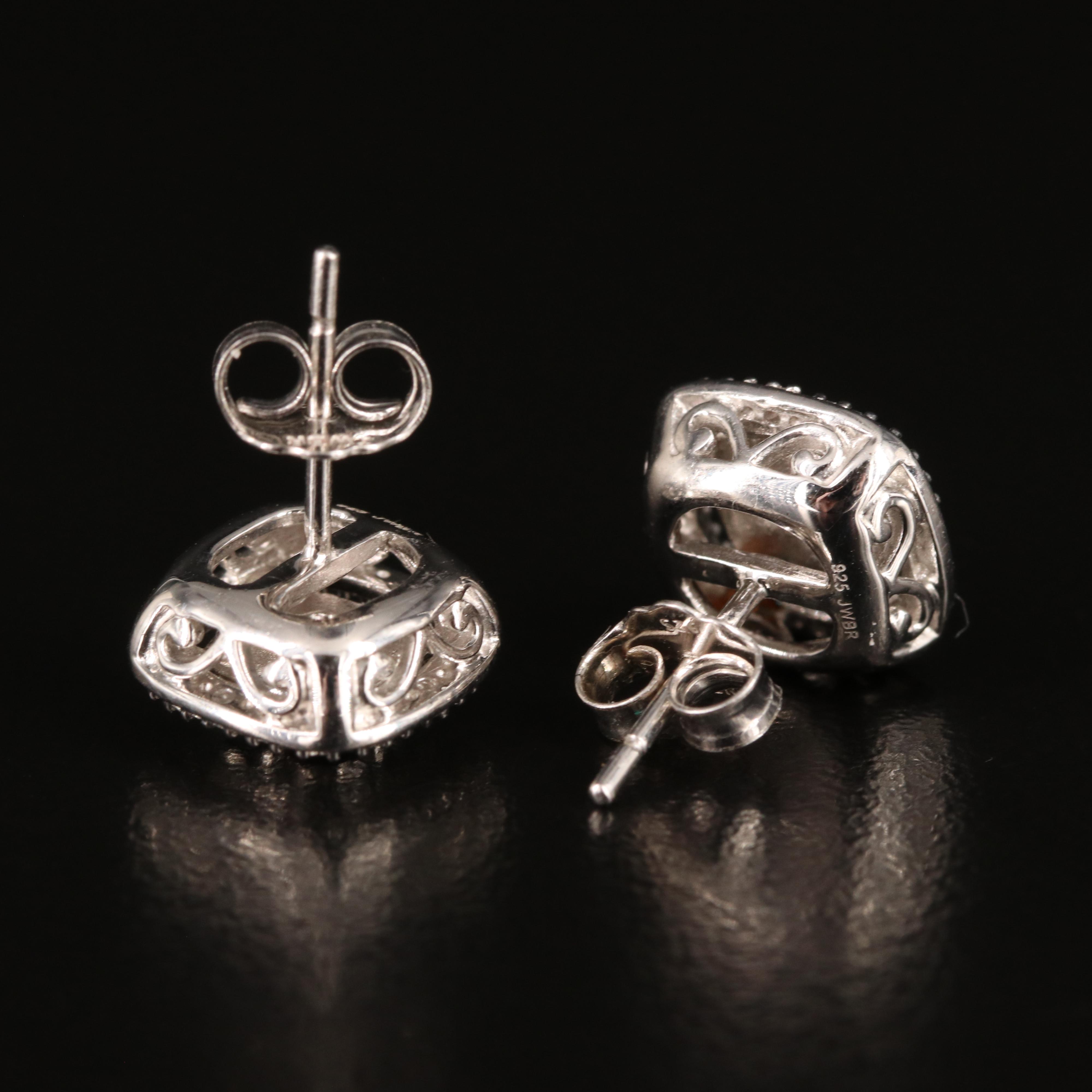Sterling Diamond Stud Earrings