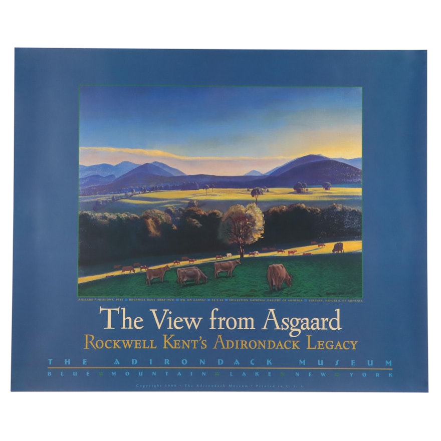 Offset Lithograph Exhibiton Poster After Rockwell Kent "The View From Asgaard"