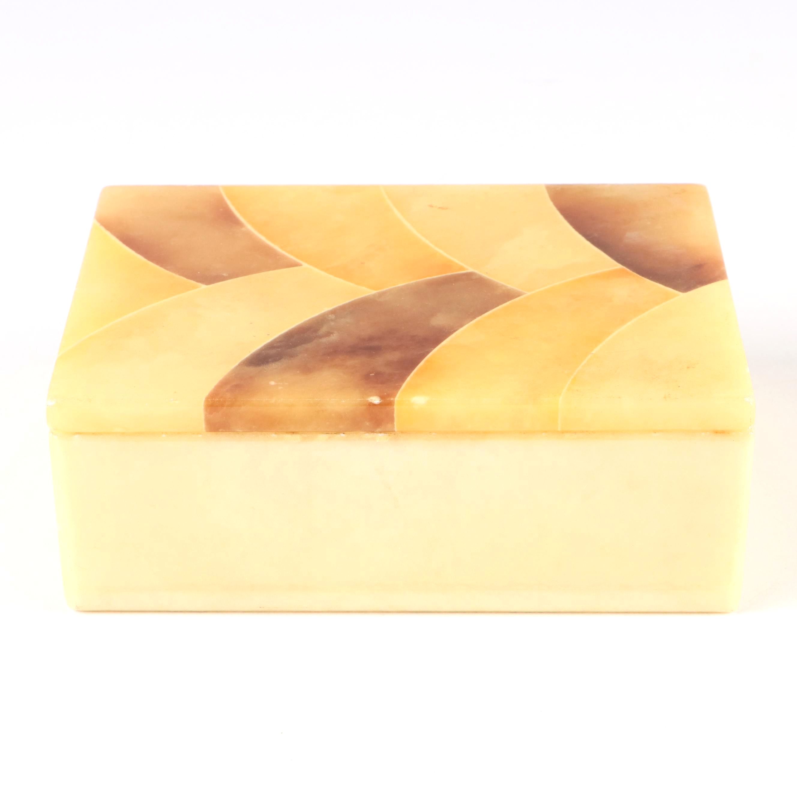 Carved and Polished Dyed Stone Box