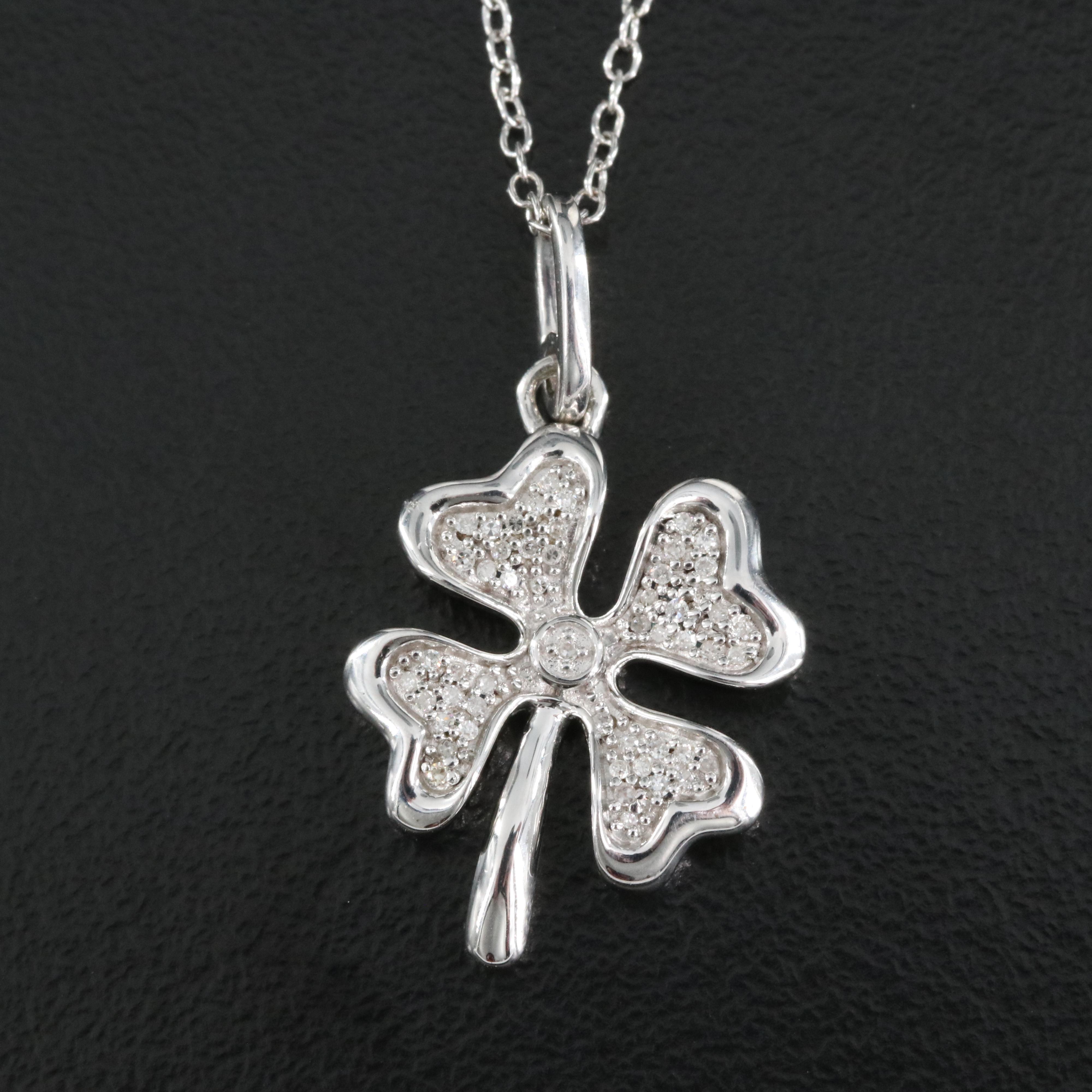 Hallmark Sterling Silver Diamond Four-Leaf Clover Necklace
