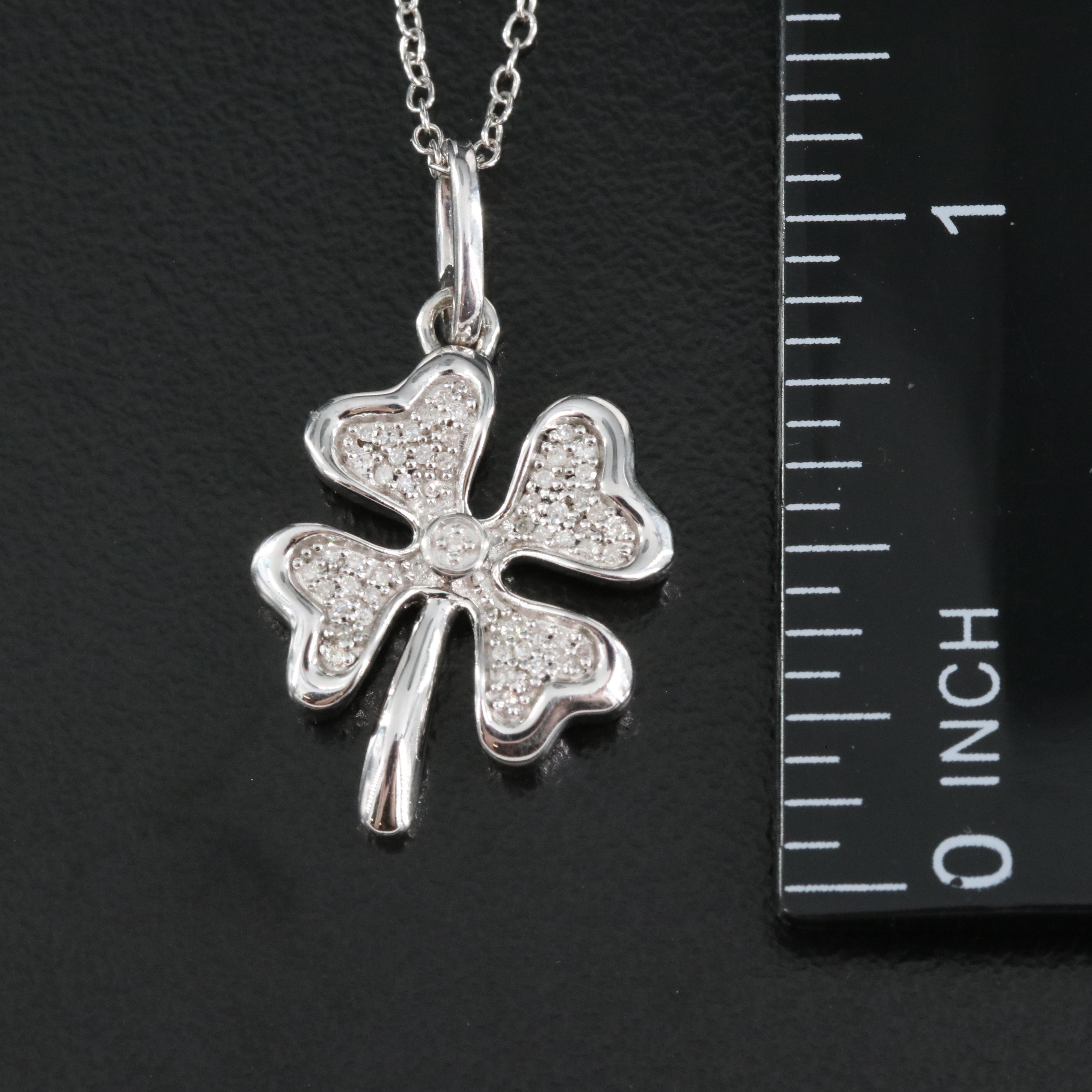 Hallmark Sterling Silver Diamond Four-Leaf Clover Necklace