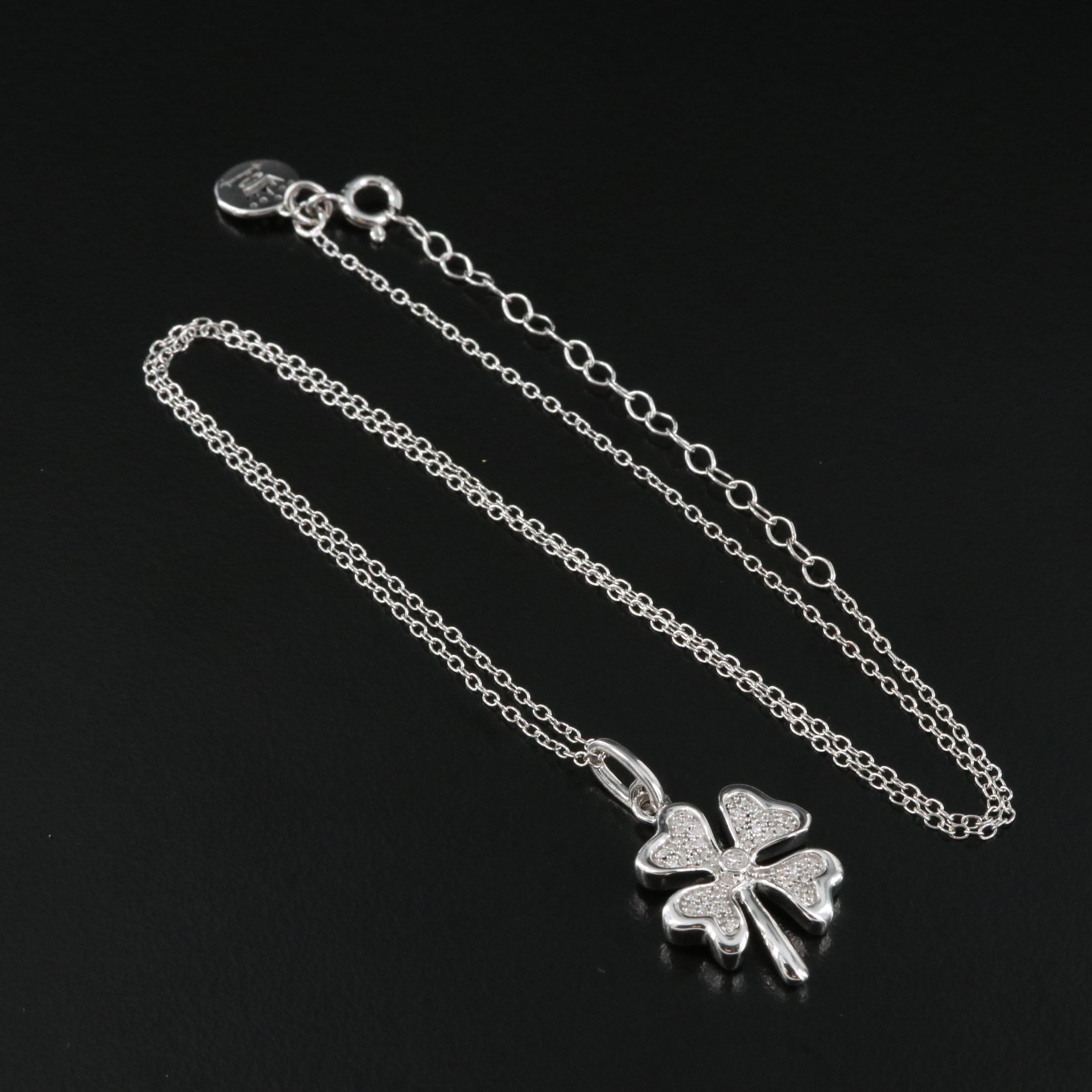 Hallmark Sterling Silver Diamond Four-Leaf Clover Necklace