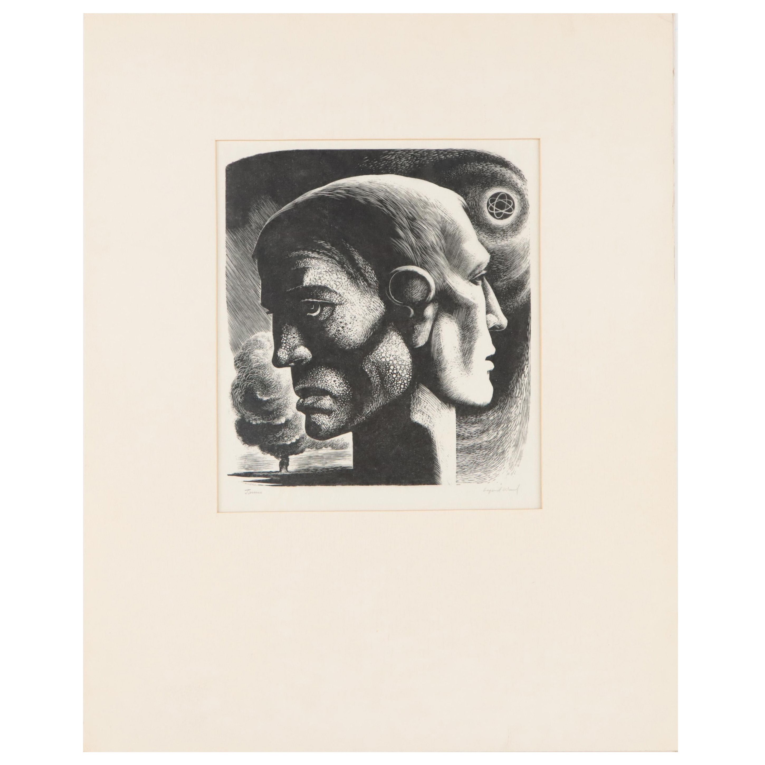 Lynd Ward Wood Engraving "Janus," 1955