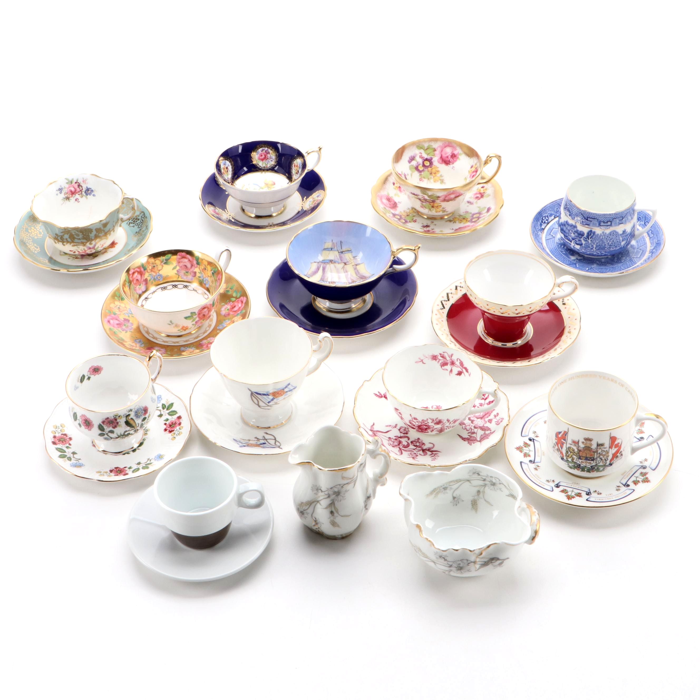 Royal Grafton Blue Willow Bone China Teacup and Saucer with More