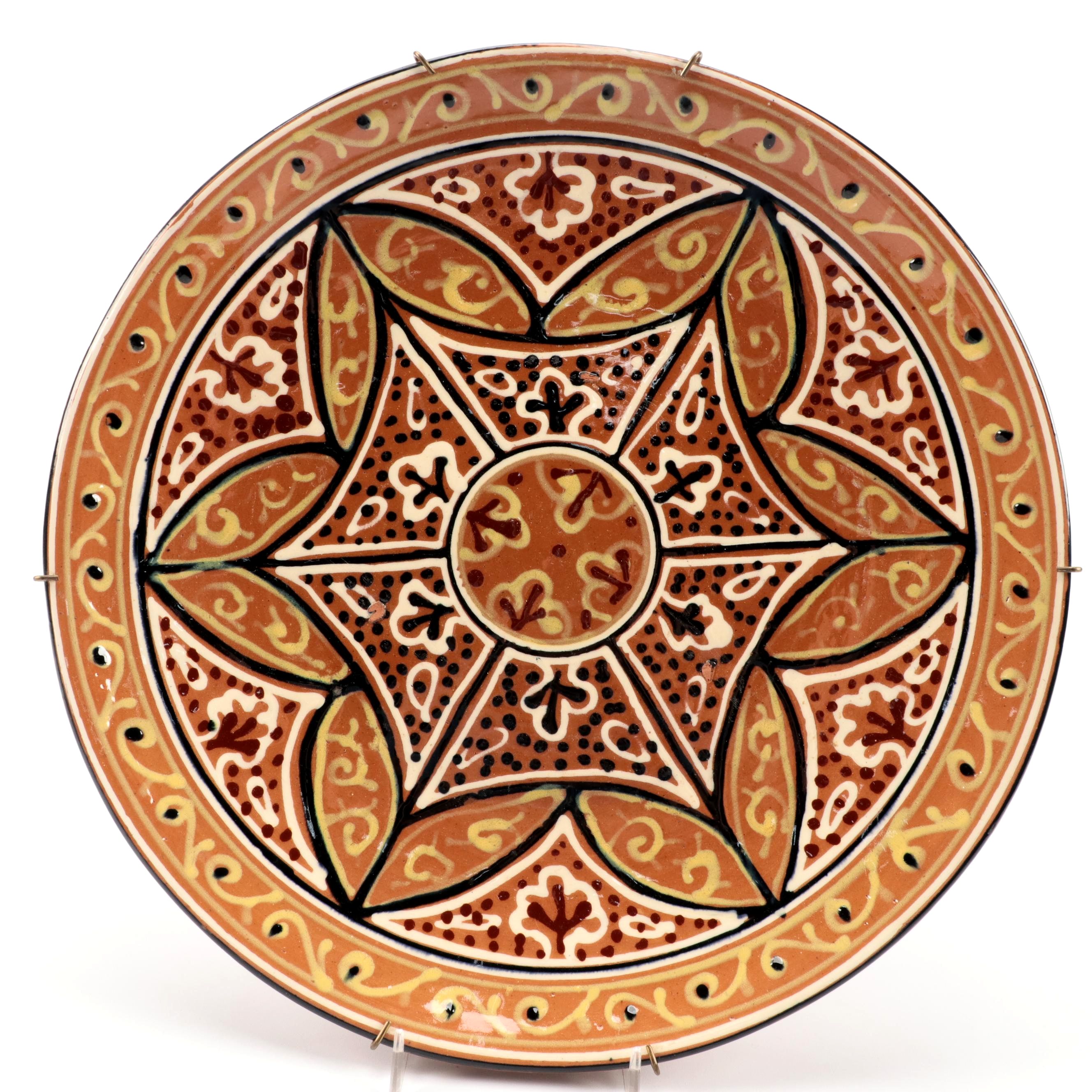 Greek Slip Glazed Terracotta Charger, Mid to Late 20th Century