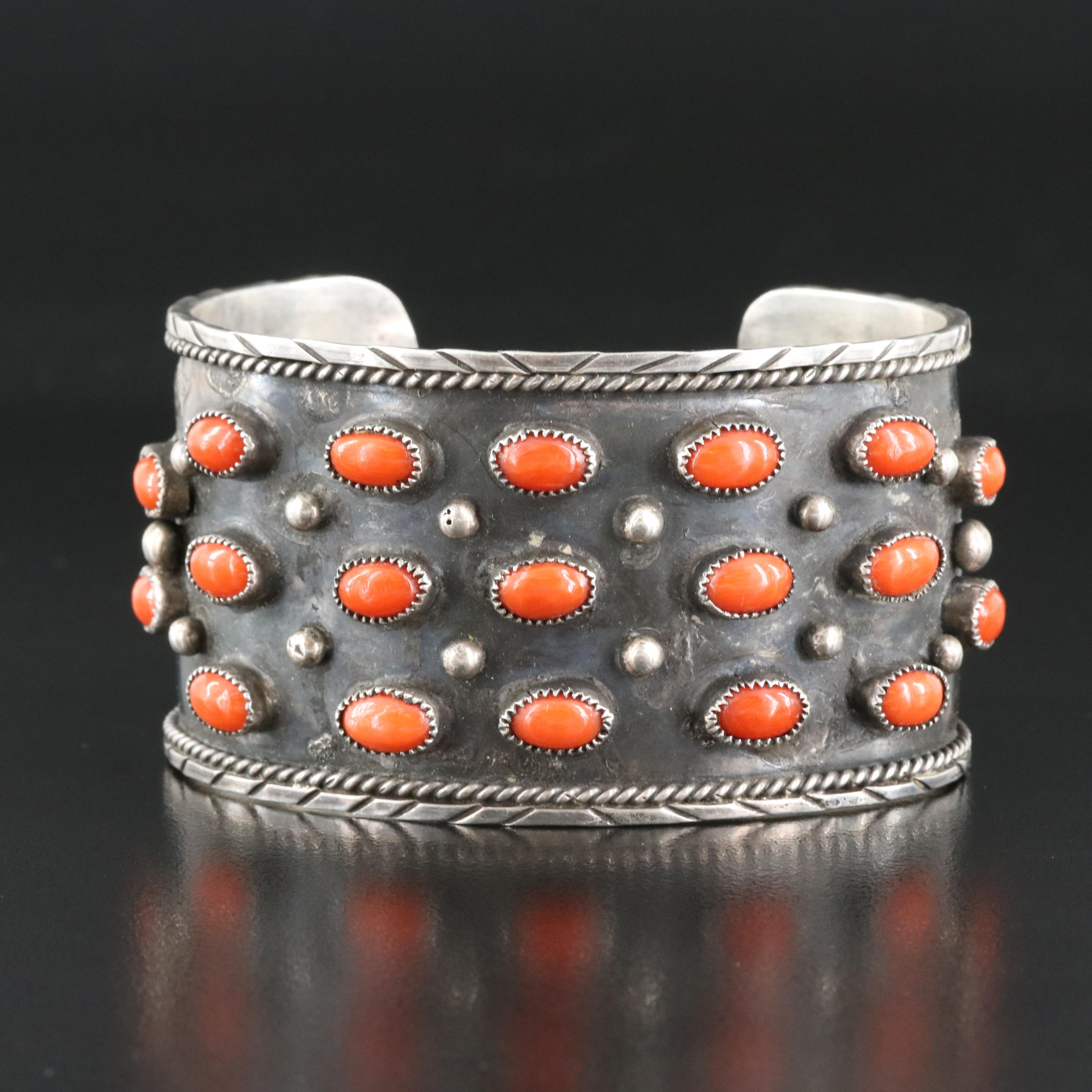 Western Sterling Coral Petit Point Cuff