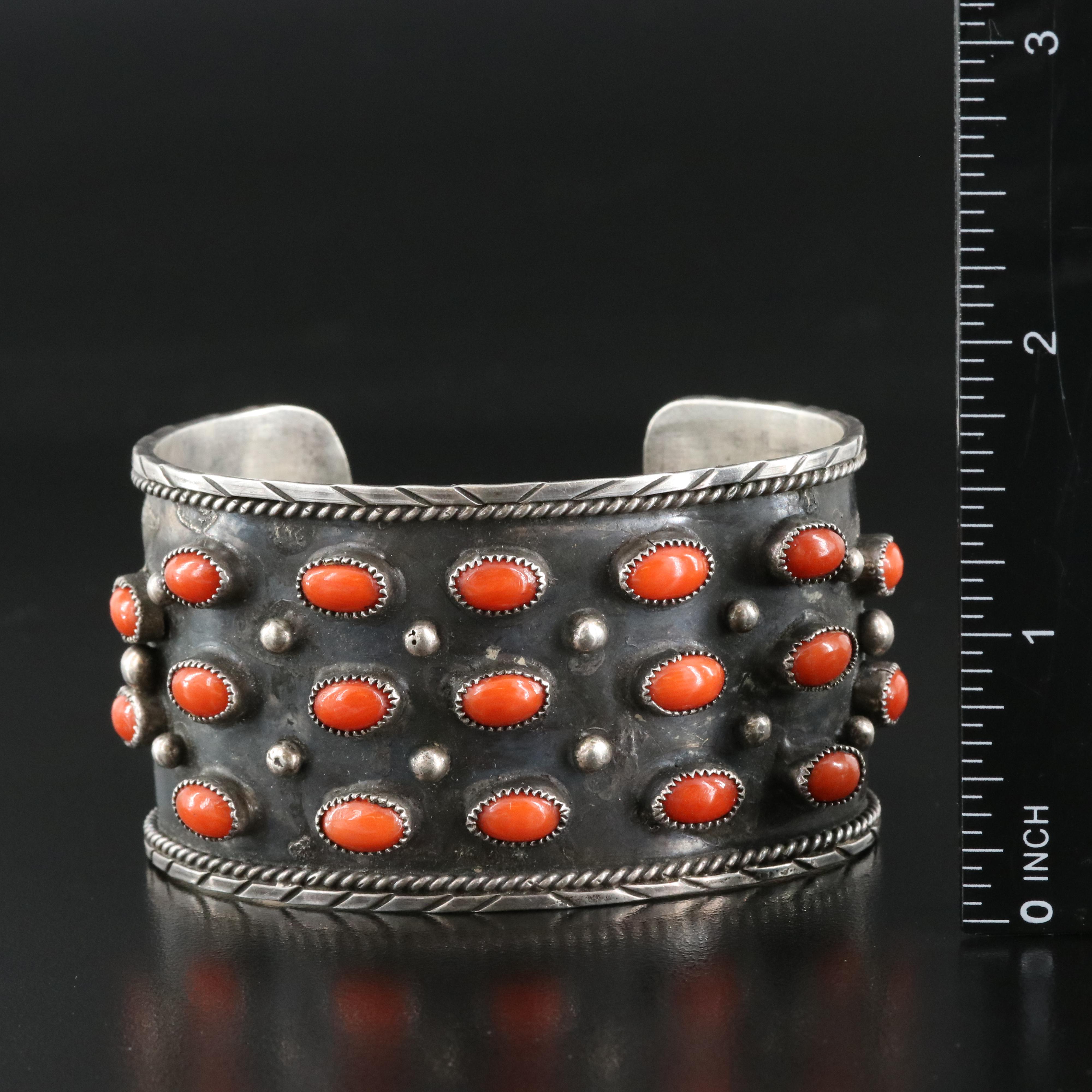 Western Sterling Coral Petit Point Cuff