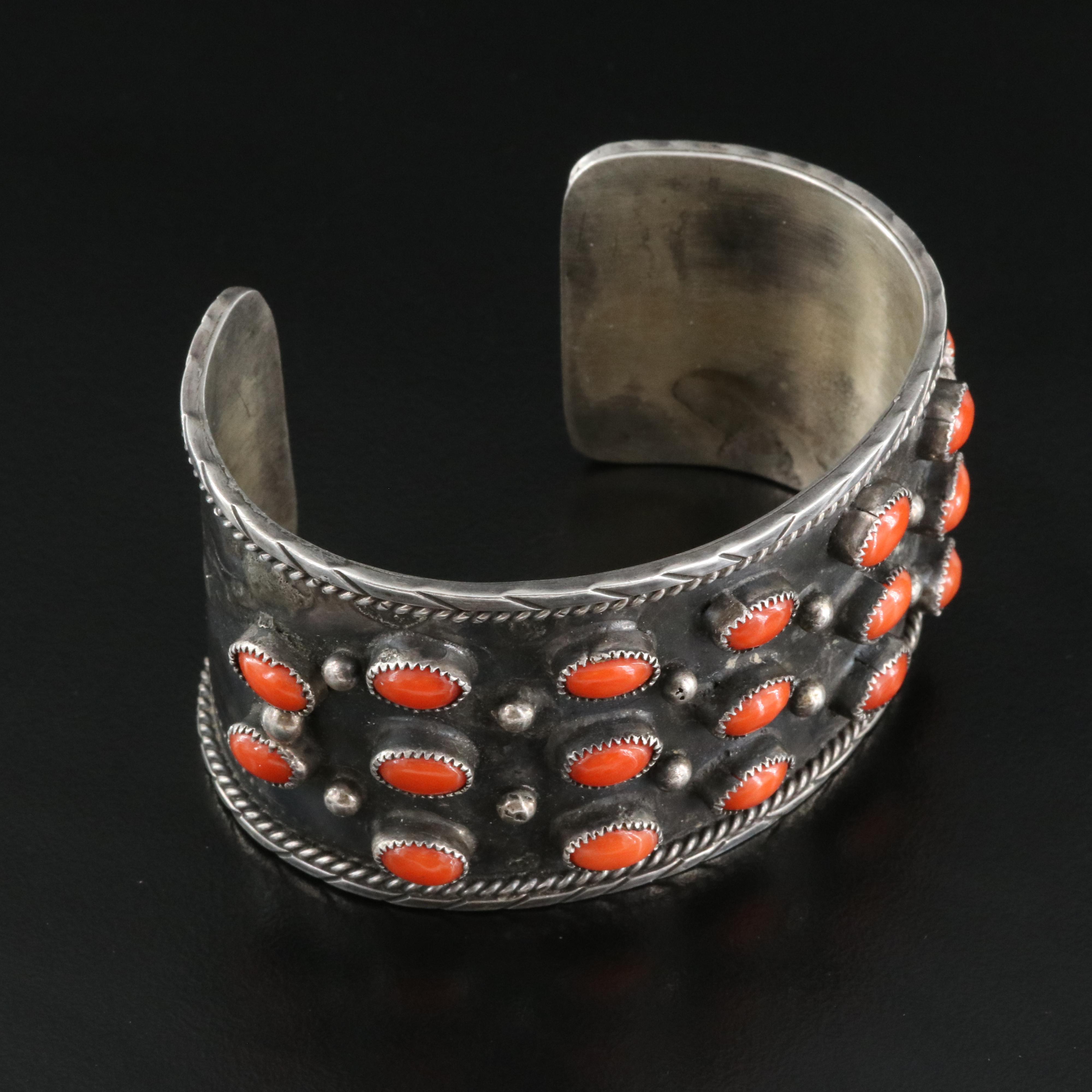 Western Sterling Coral Petit Point Cuff