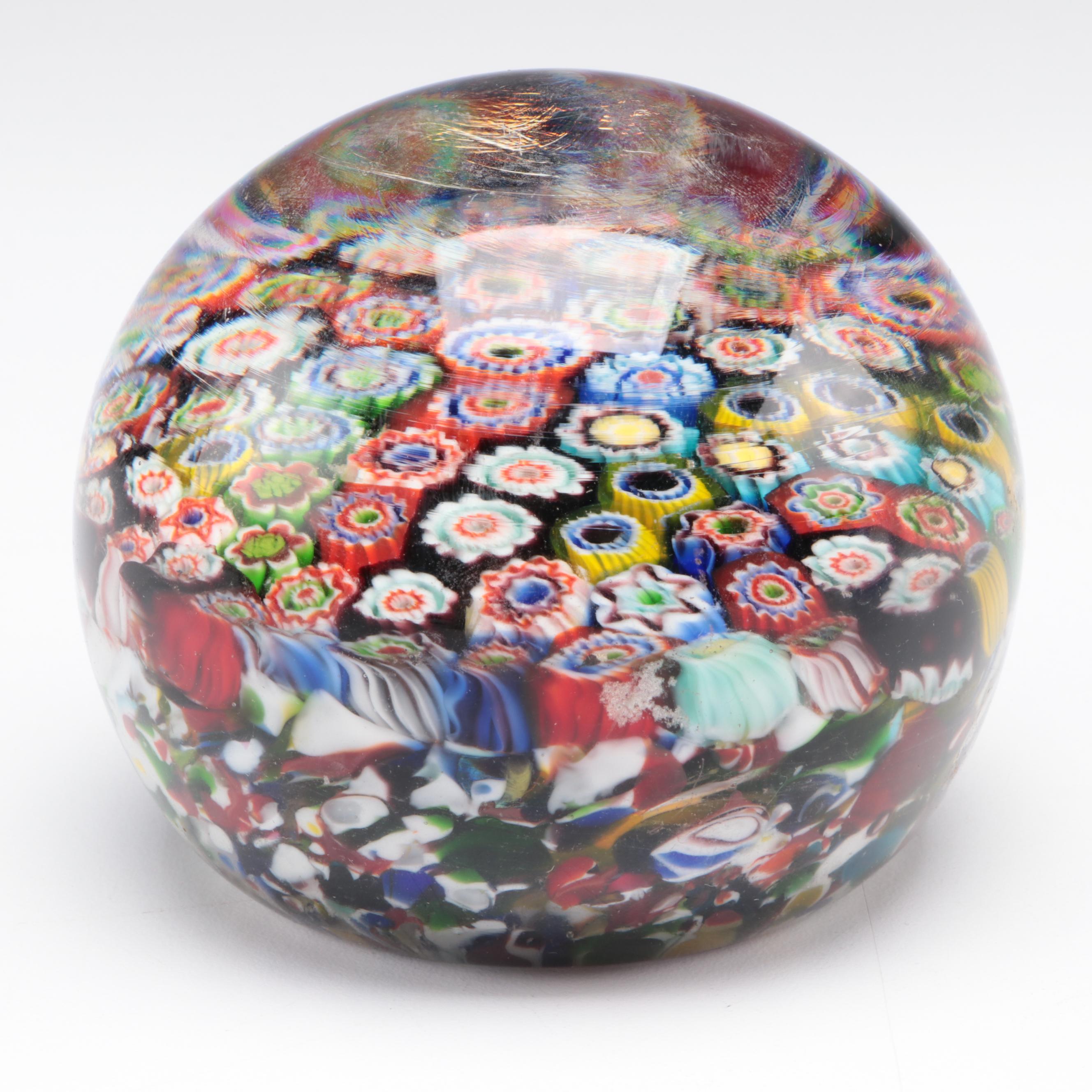 Murano Style Millefiori Glass Paperweights