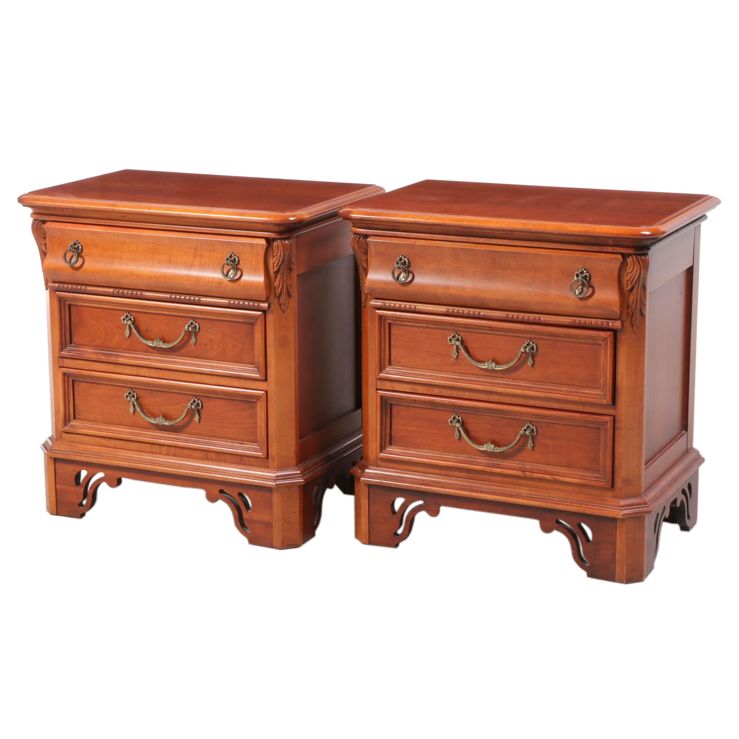 Pair of Lynn Hollyn for Lexington "At Home" Cherrywood and Maple Nightstands