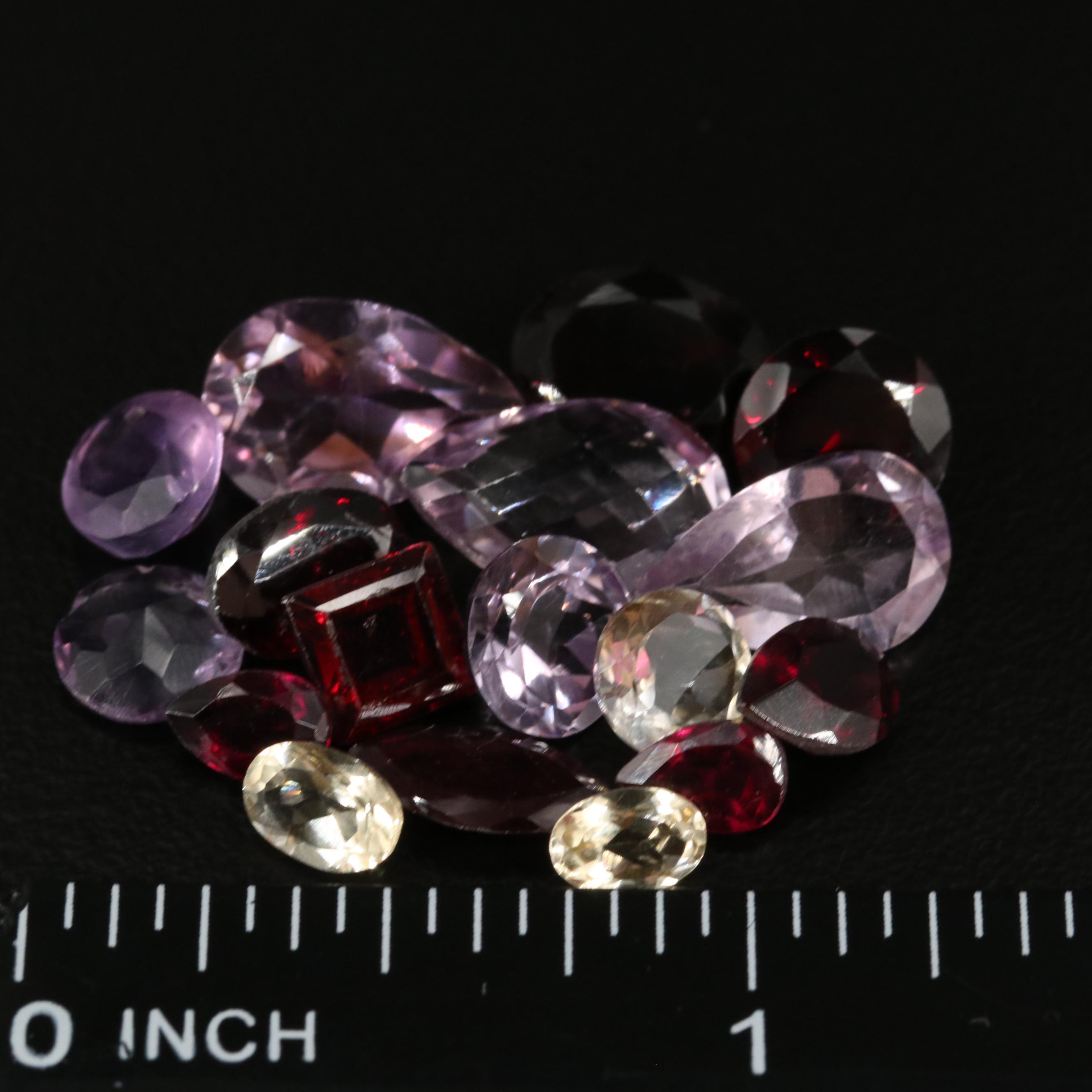 Loose 23.02 CTW Amethyst, Citrine, and Garnet Lot