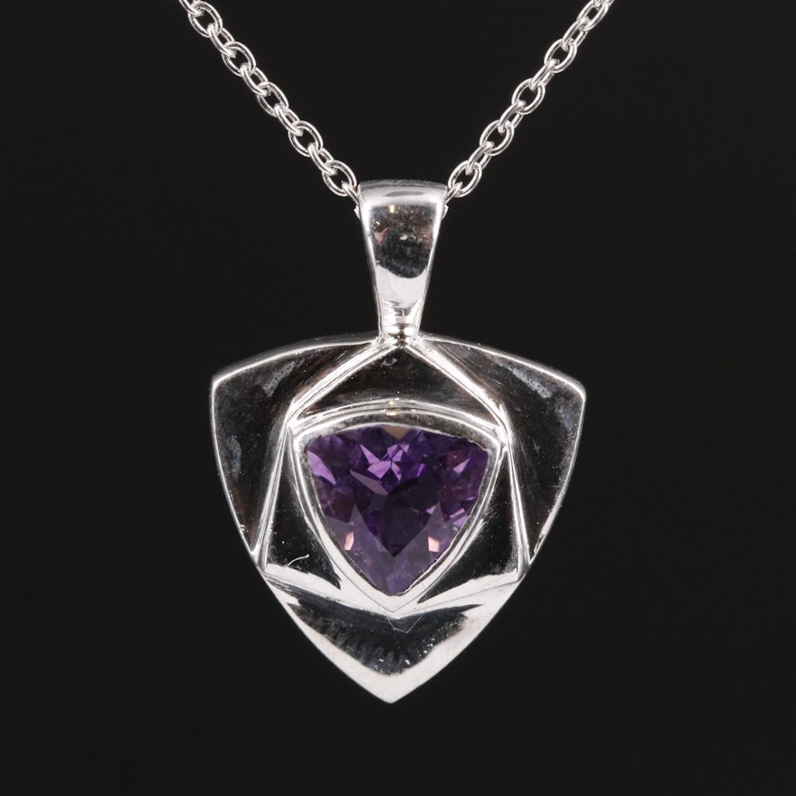 Sterling Amethyst Pendant Necklace
