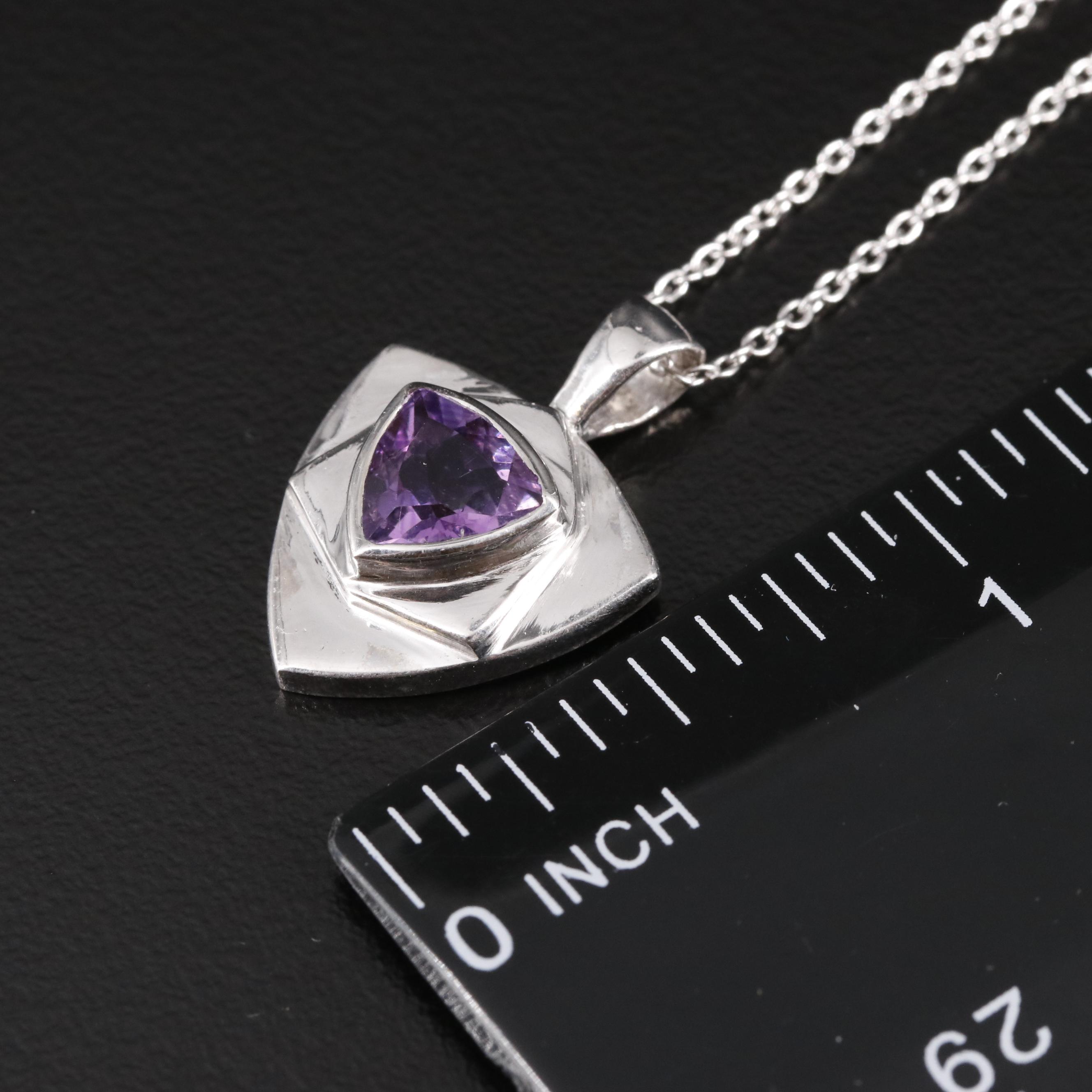 Sterling Amethyst Pendant Necklace