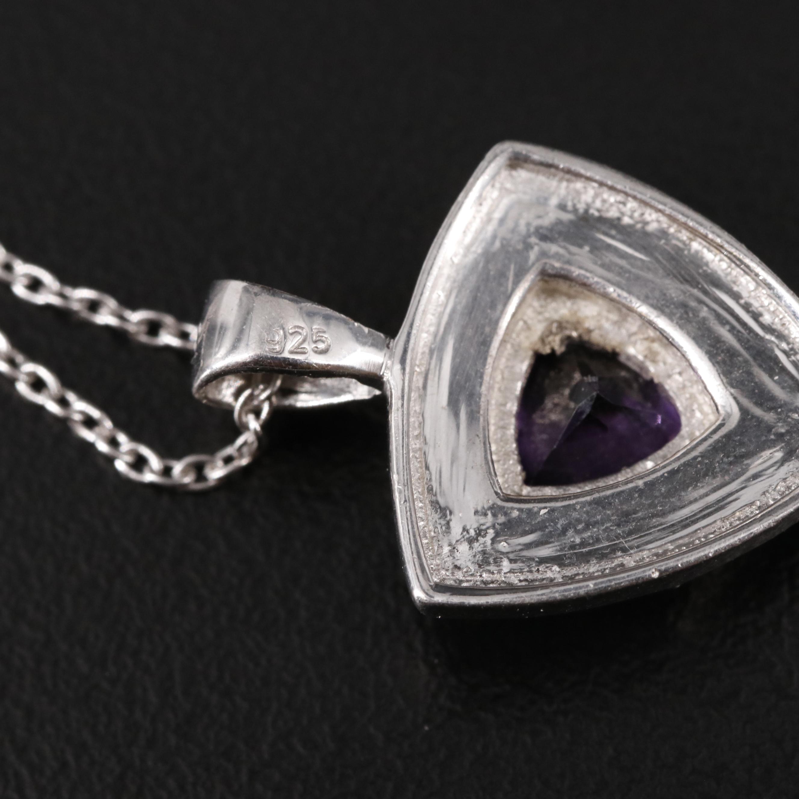 Sterling Amethyst Pendant Necklace