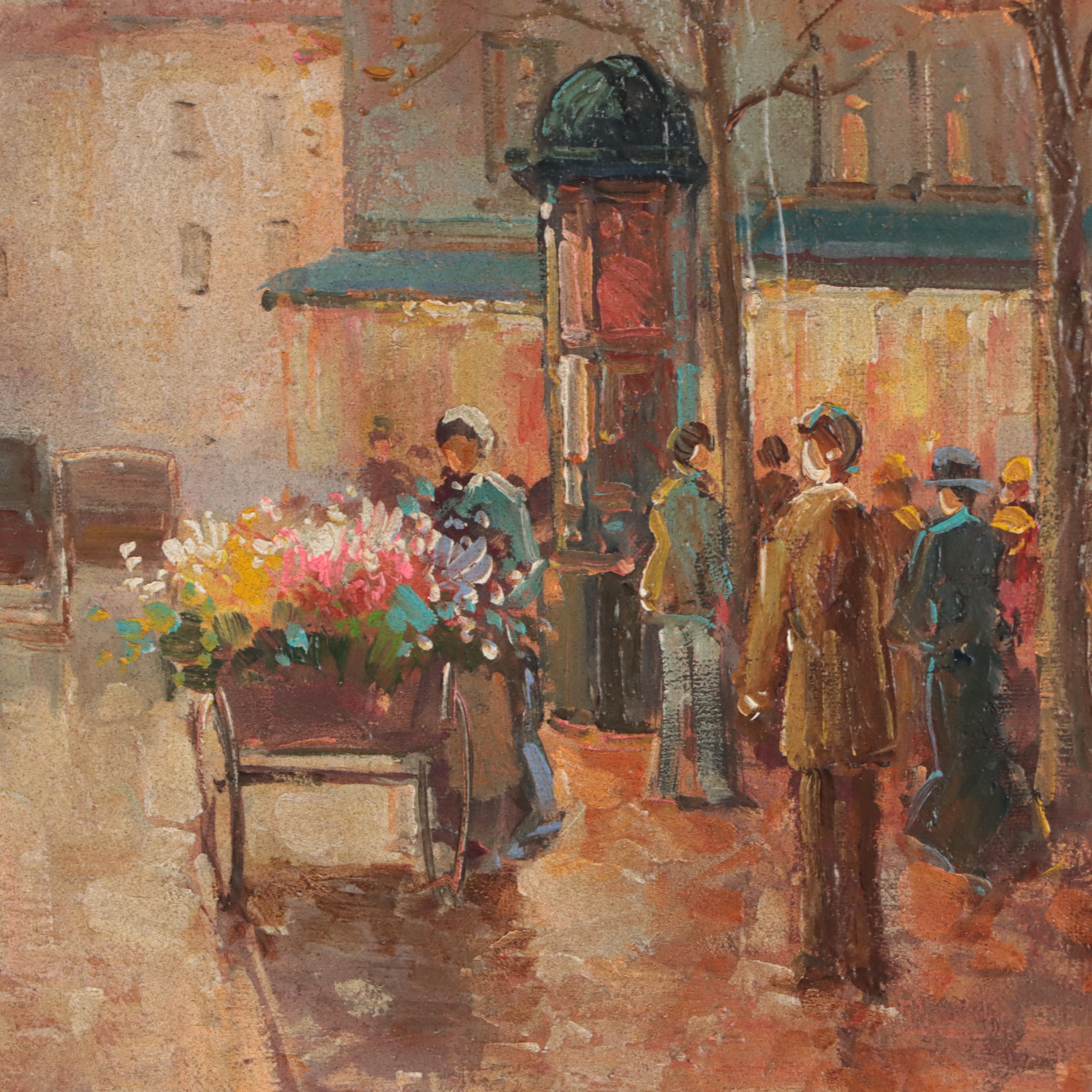 T.E. Penke Oil Painting of Parisian City Scene