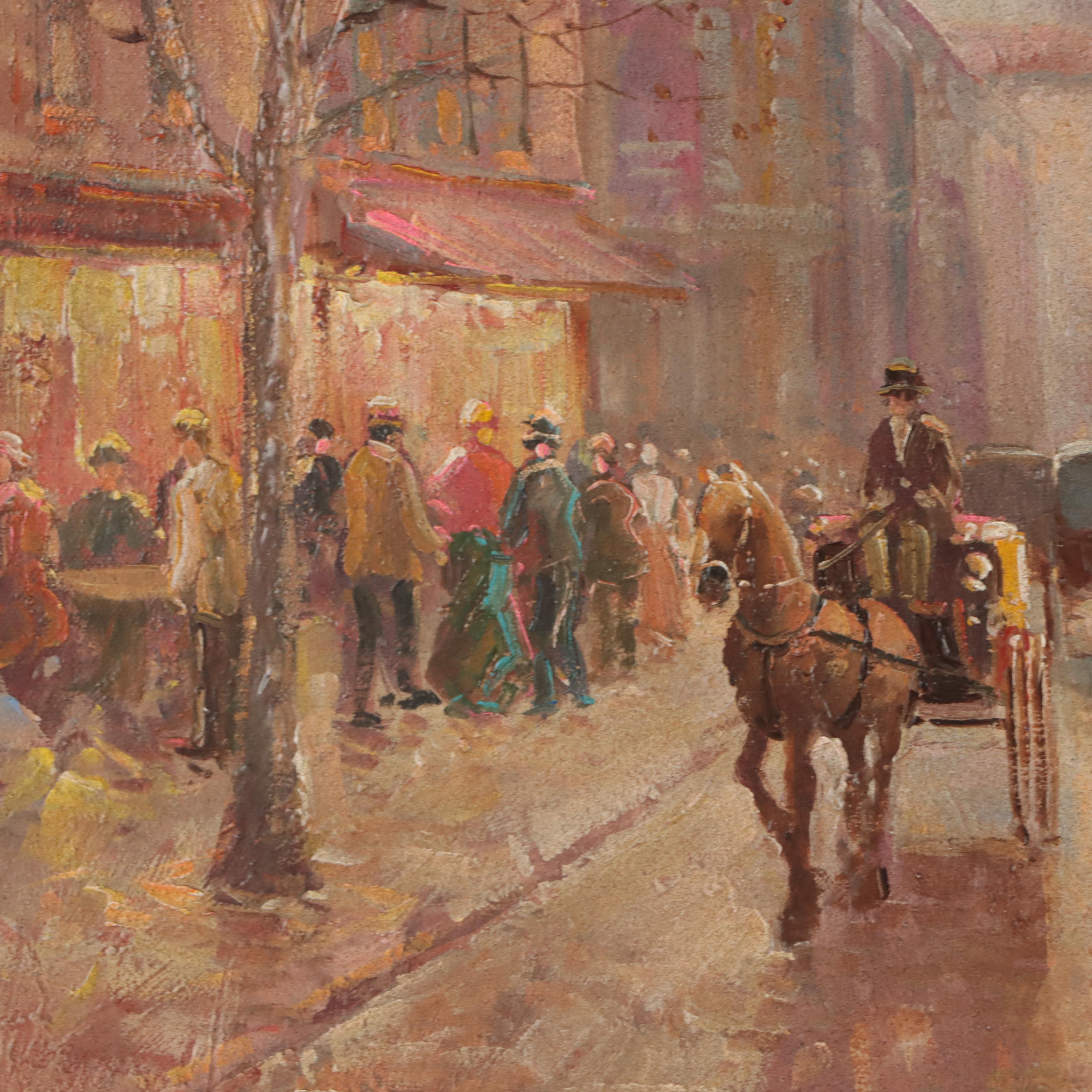 T.E. Penke Oil Painting of Parisian City Scene