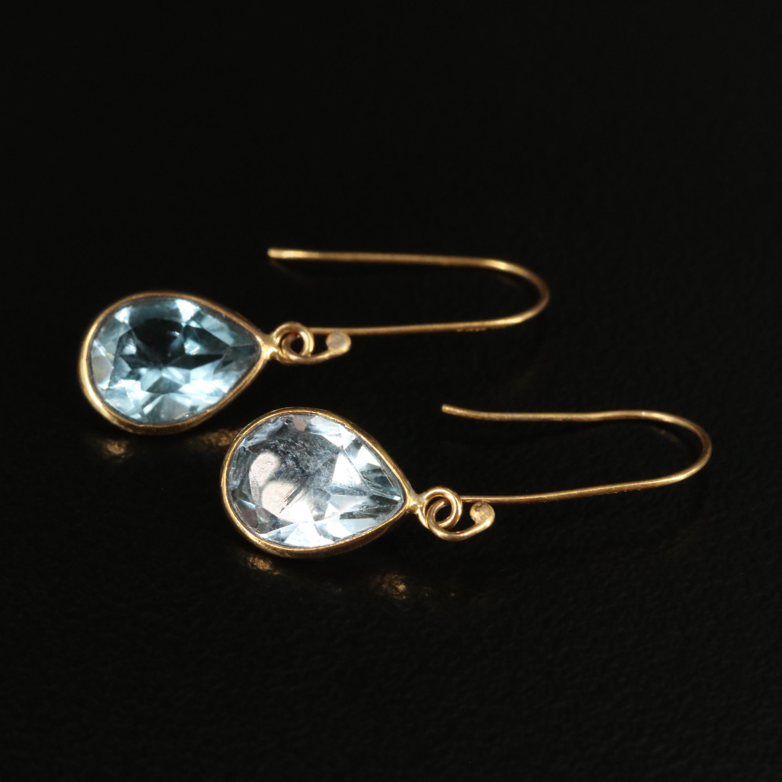 14K Blue Topaz Drop Earrings