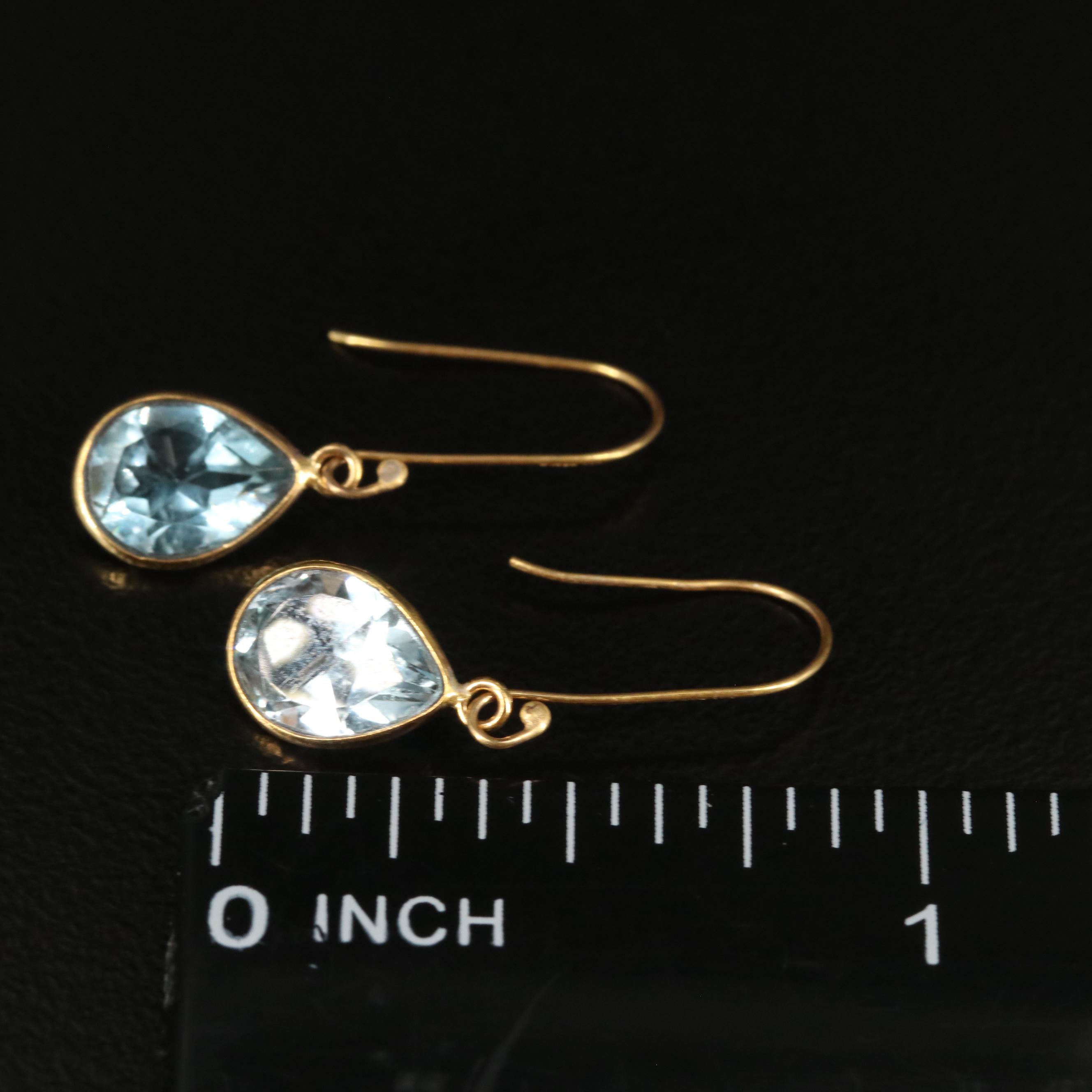 14K Blue Topaz Drop Earrings