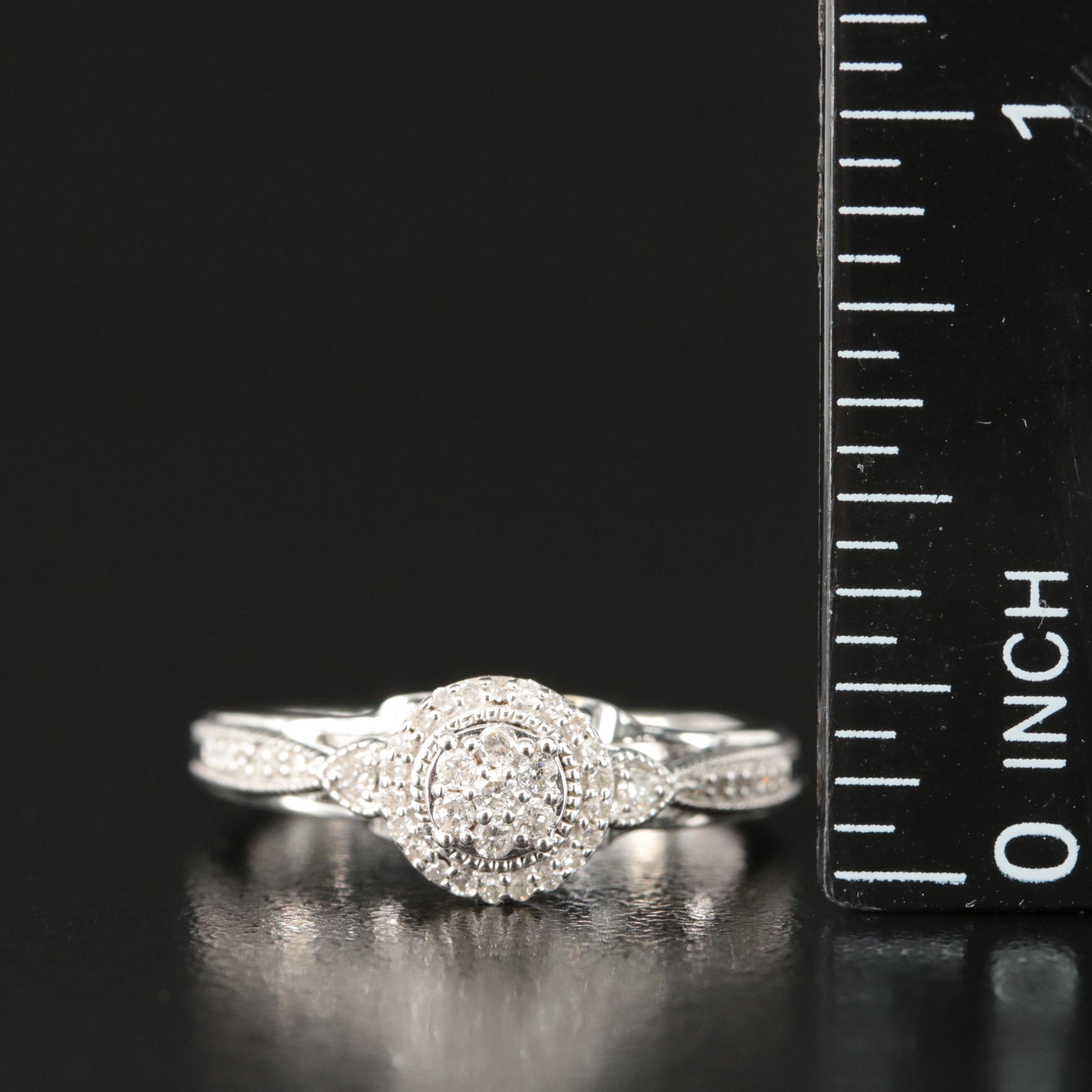 Hallmark Sterling Diamond Halo Ring