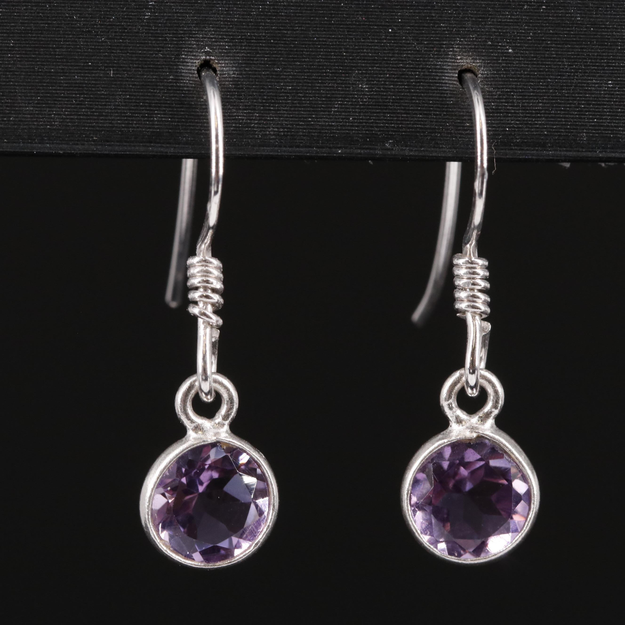 Sterling Amethyst Drop Earrings