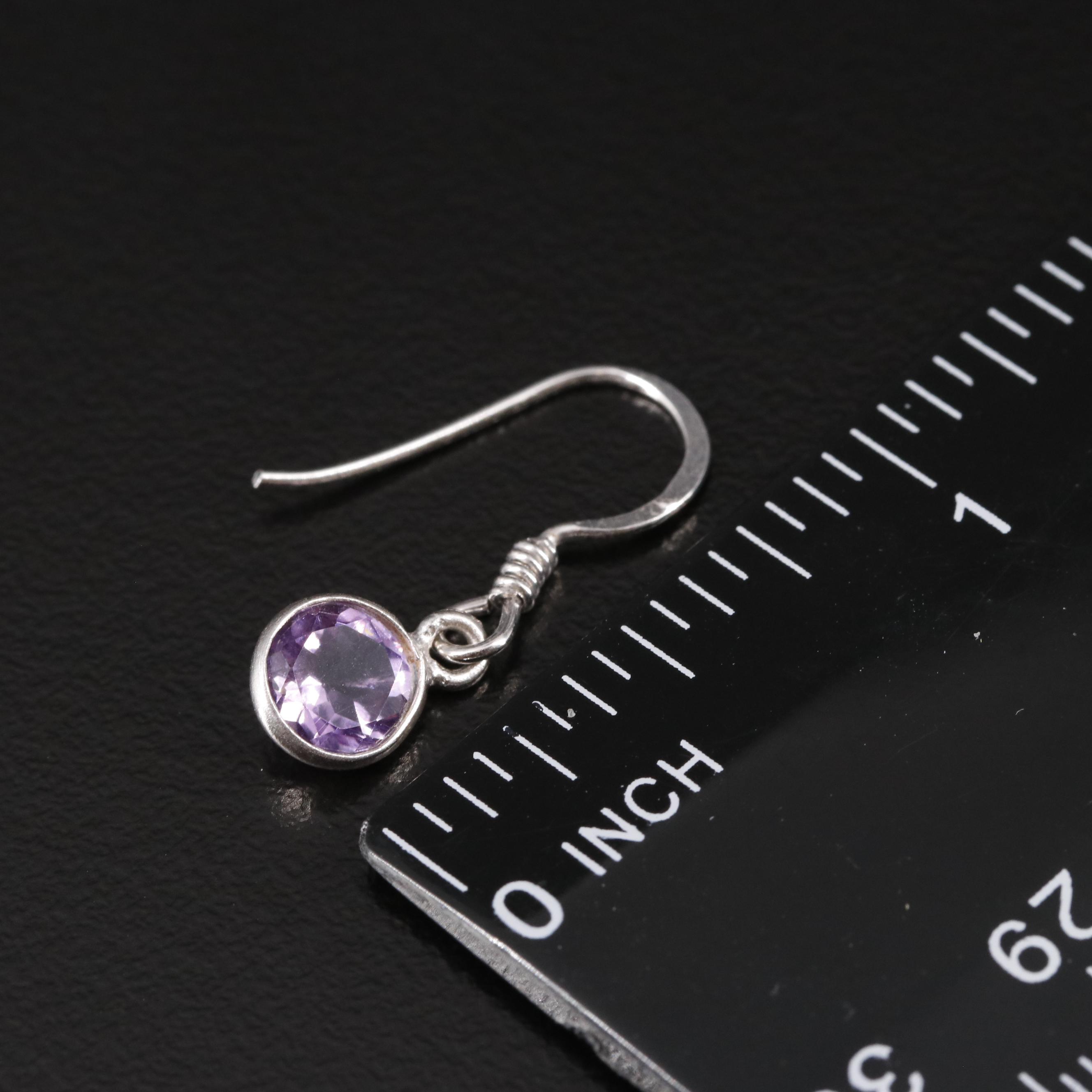 Sterling Amethyst Drop Earrings