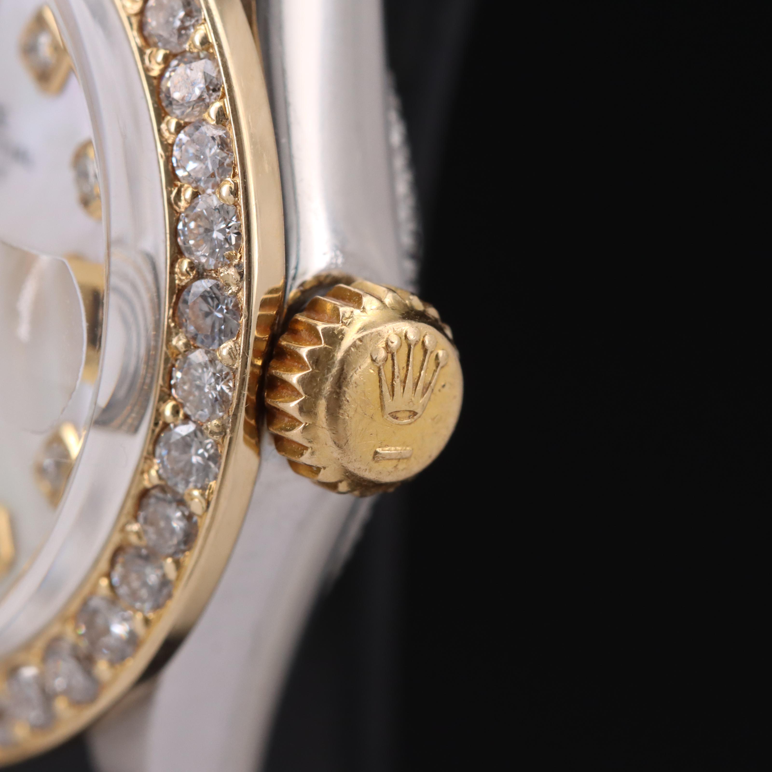 1969 Rolex Oyster Pereptual Datejust 1.13 CTW Diamond Dial and Bezel Watch