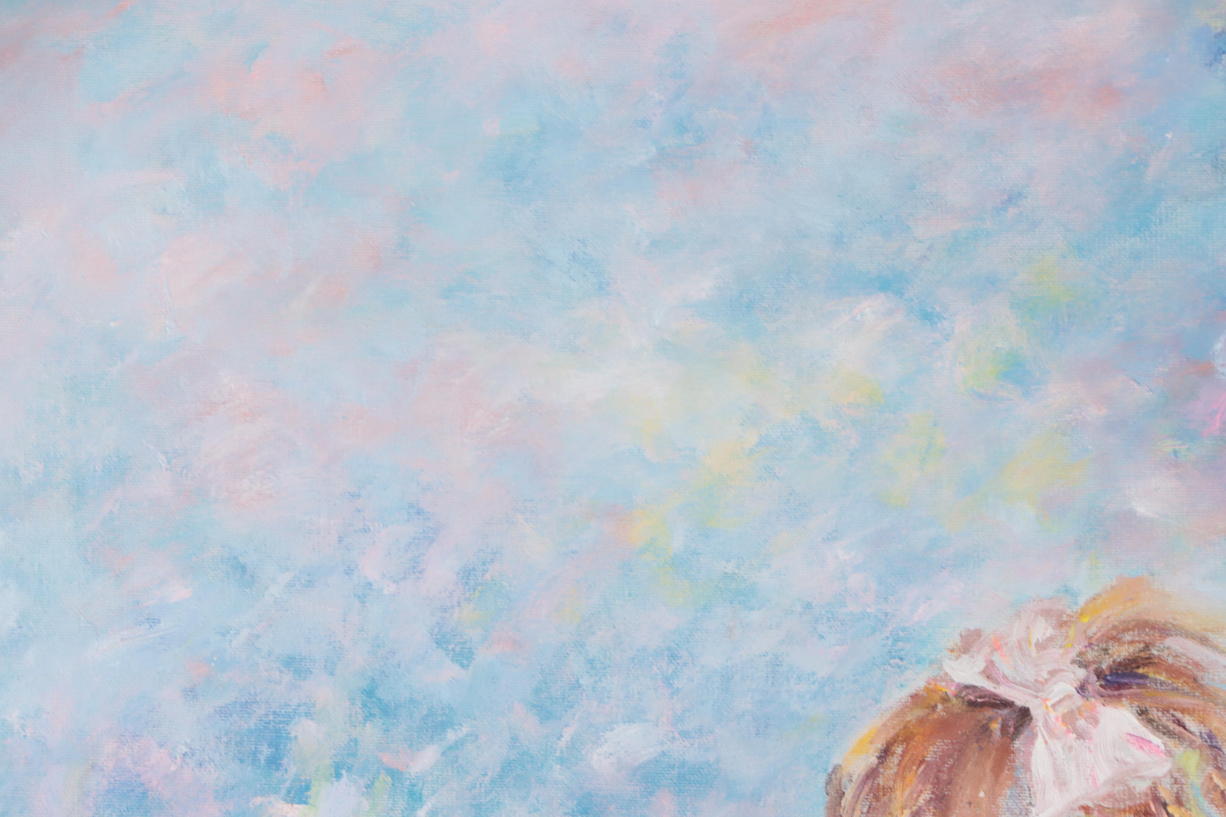 Oil Painting of Young Girl in Flower Patch