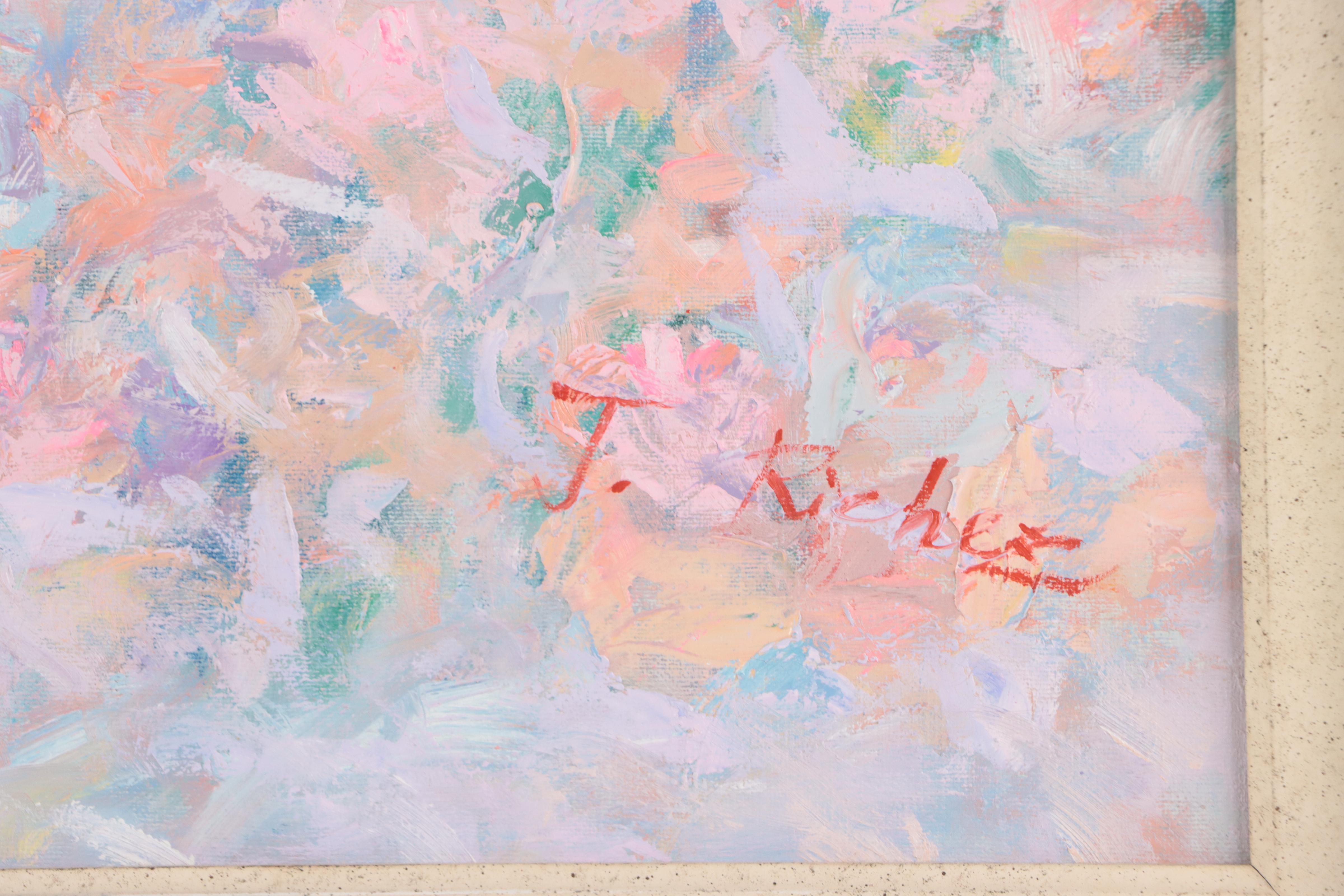 Oil Painting of Young Girl in Flower Patch