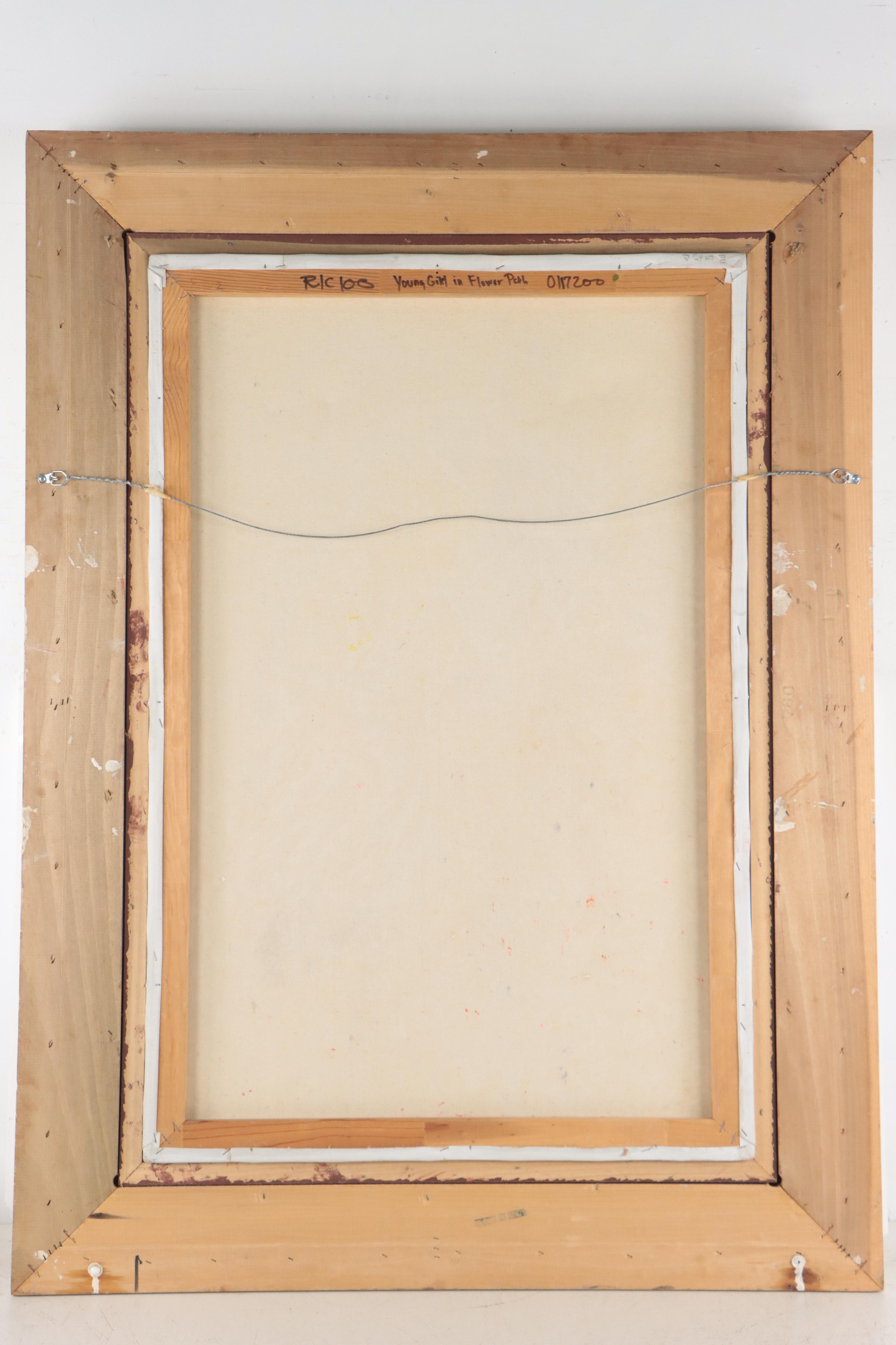 Oil Painting of Young Girl in Flower Patch